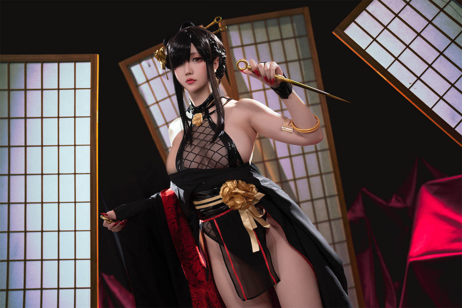 [福利COS] Coser小姐姐星之迟迟 - 圣诞节 约尔 同人和风战斗服