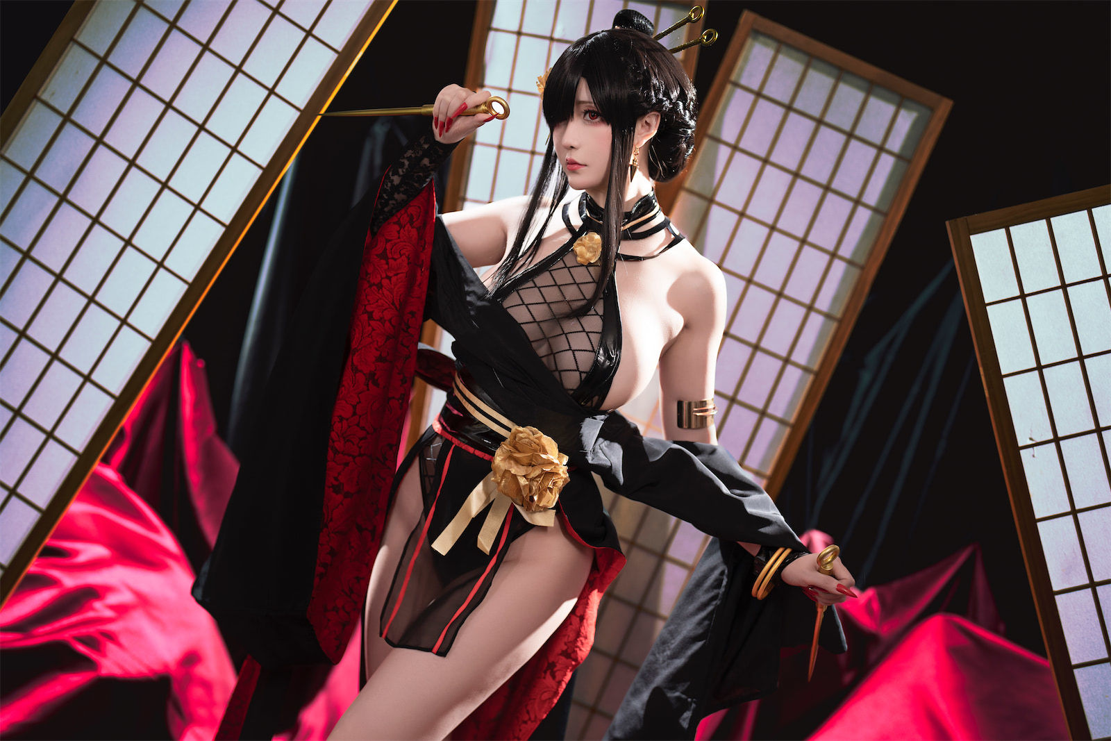 [福利COS] Coser小姐姐星之迟迟 - 圣诞节 约尔 同人和风战斗服