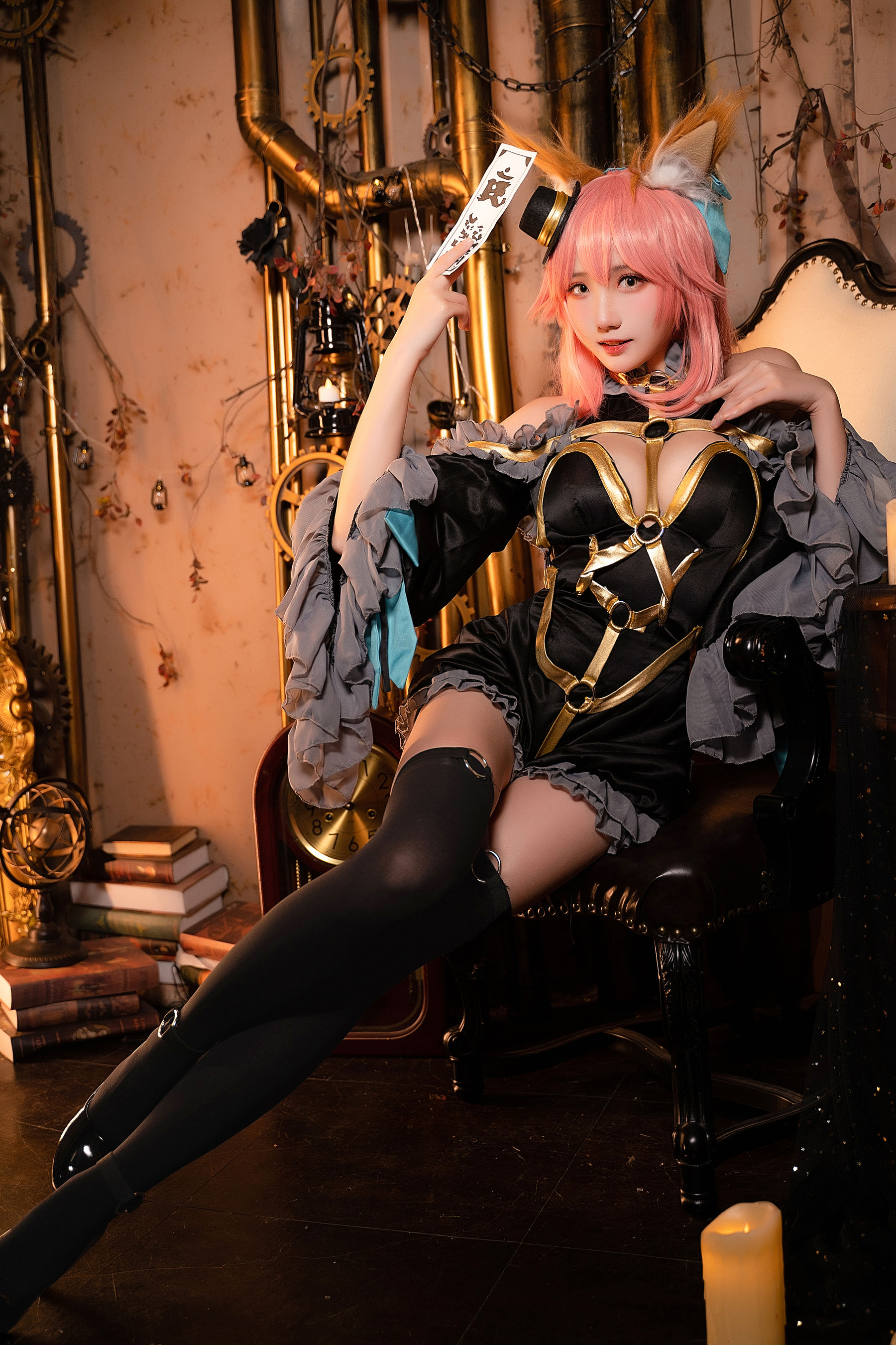 [福利COS] Coser瓜希酱福利 - 玉藻前 漆黑魔术服