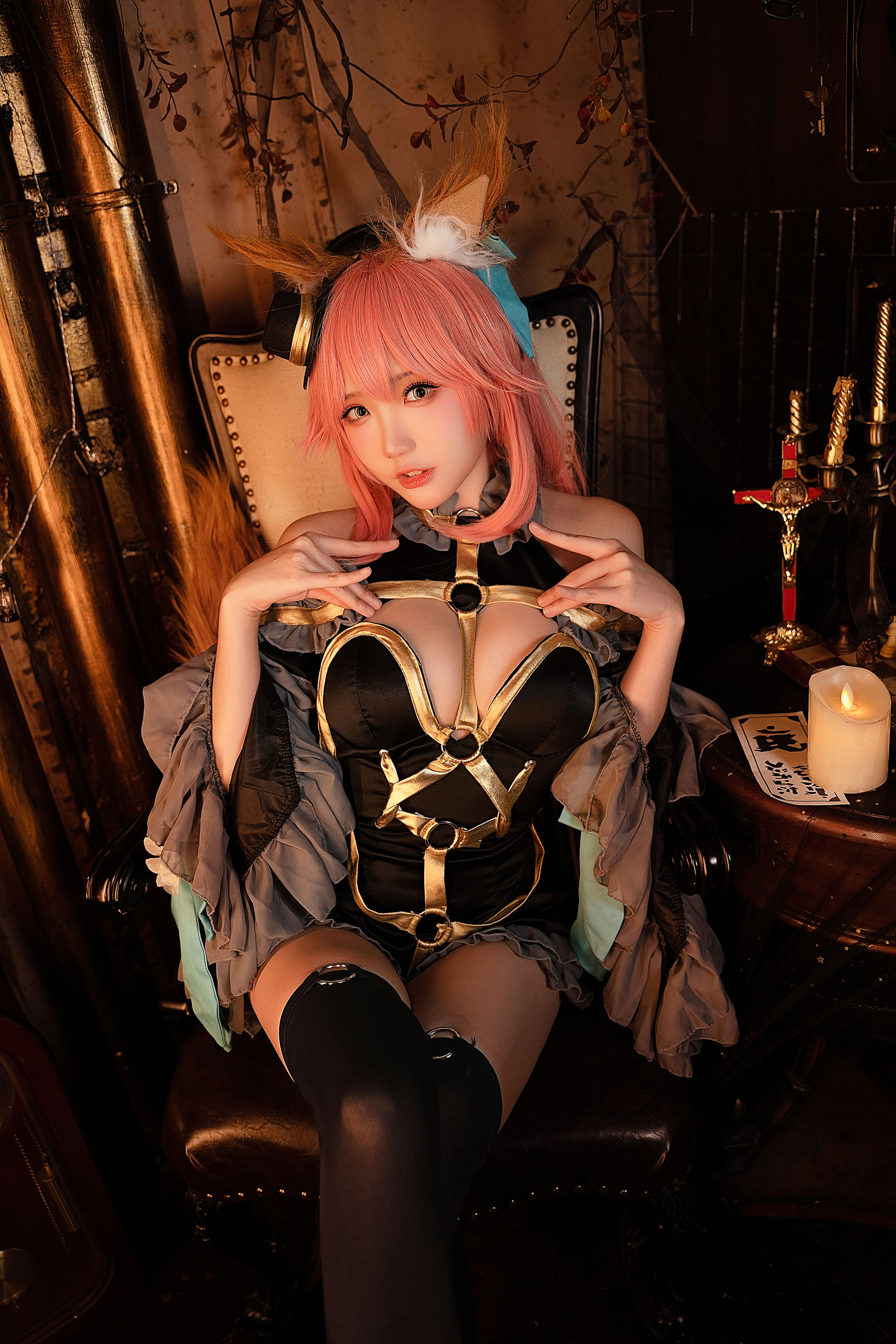 [福利COS] Coser瓜希酱福利 - 玉藻前 漆黑魔术服