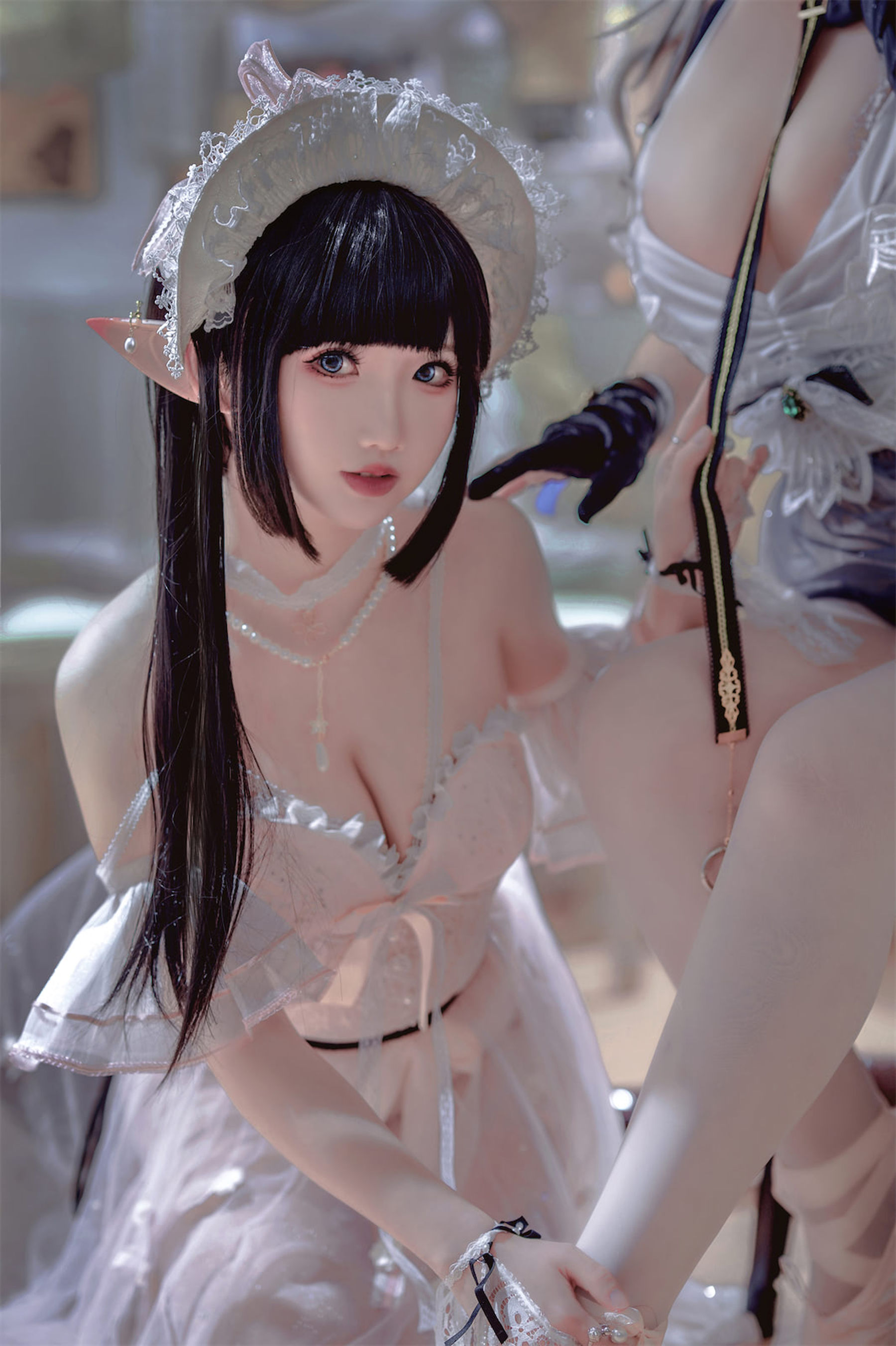 [福利COS] 可爱人气Coser面饼仙儿&半半子 - Arknights 黑x森蚺バレエ