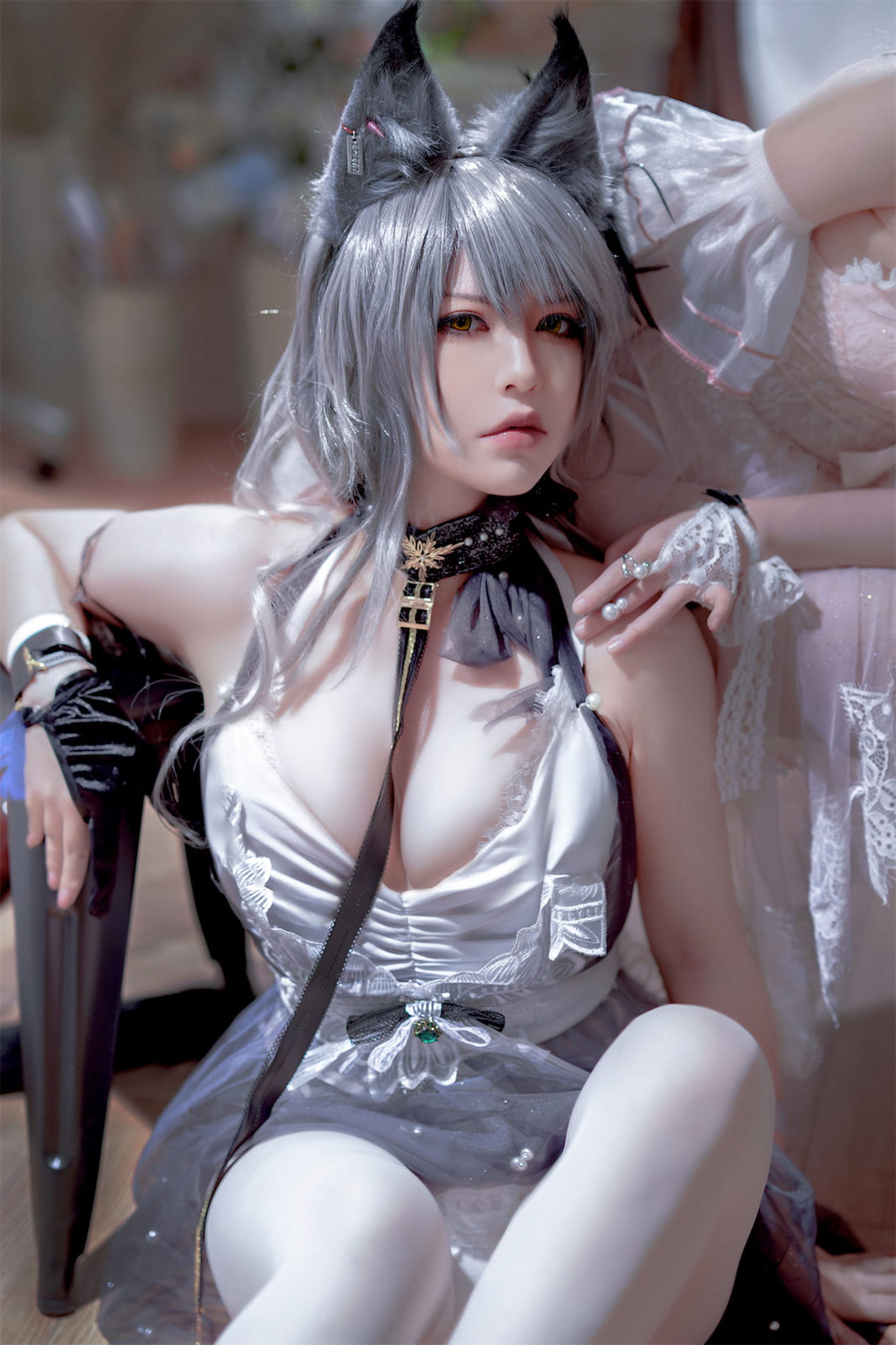 [福利COS] 可爱人气Coser面饼仙儿&半半子 - Arknights 黑x森蚺バレエ