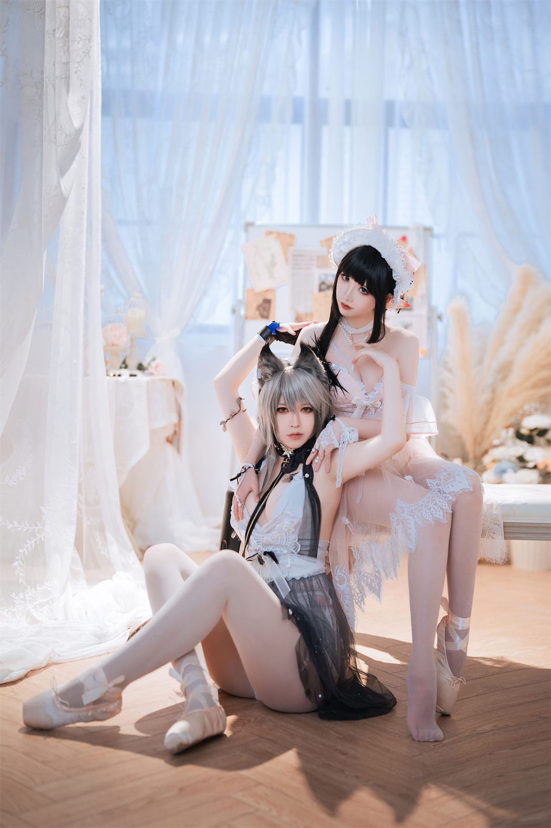 [福利COS] 可爱人气Coser面饼仙儿&半半子 - Arknights 黑x森蚺バレエ