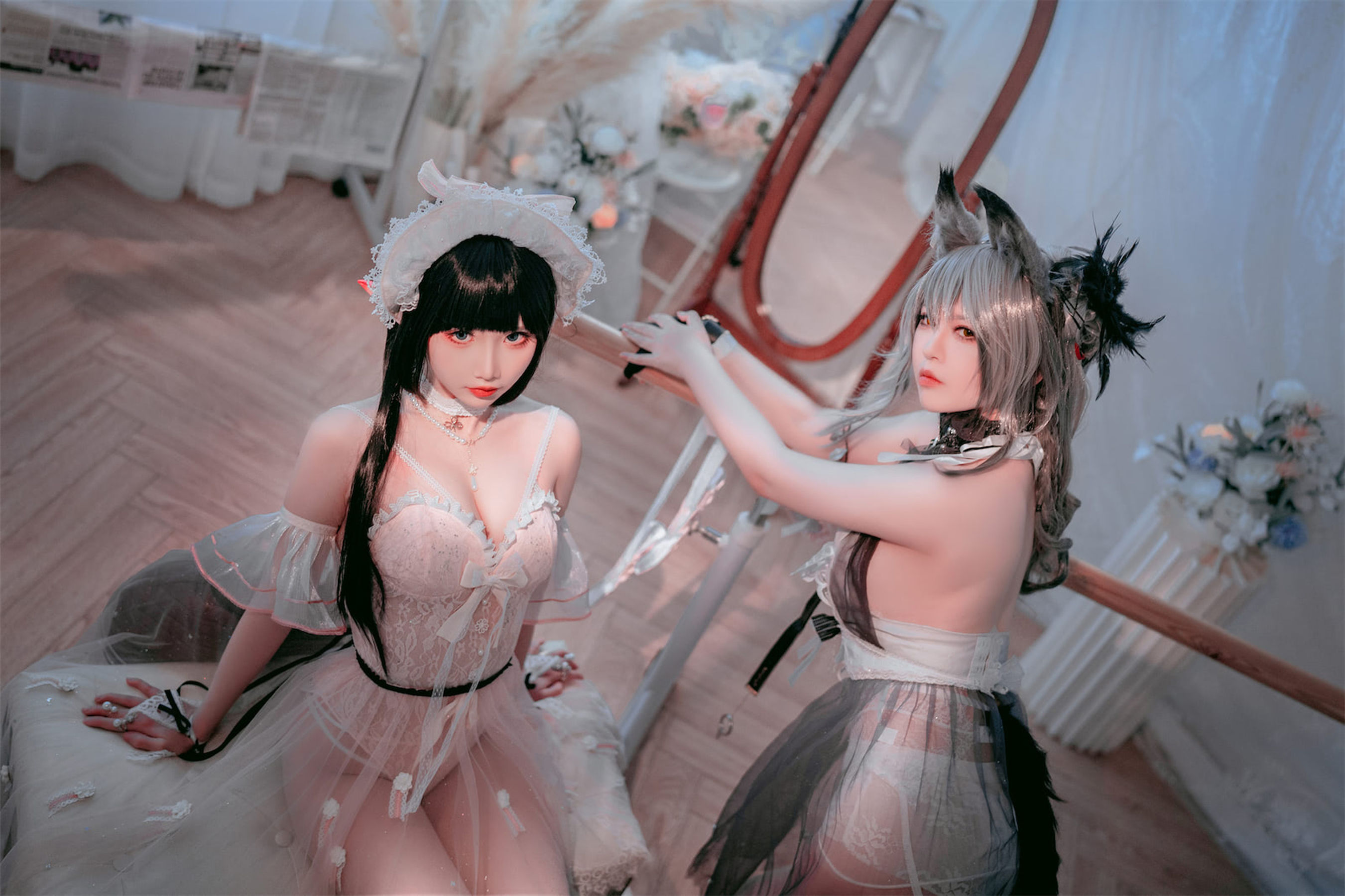 [福利COS] 可爱人气Coser面饼仙儿&半半子 - Arknights 黑x森蚺バレエ