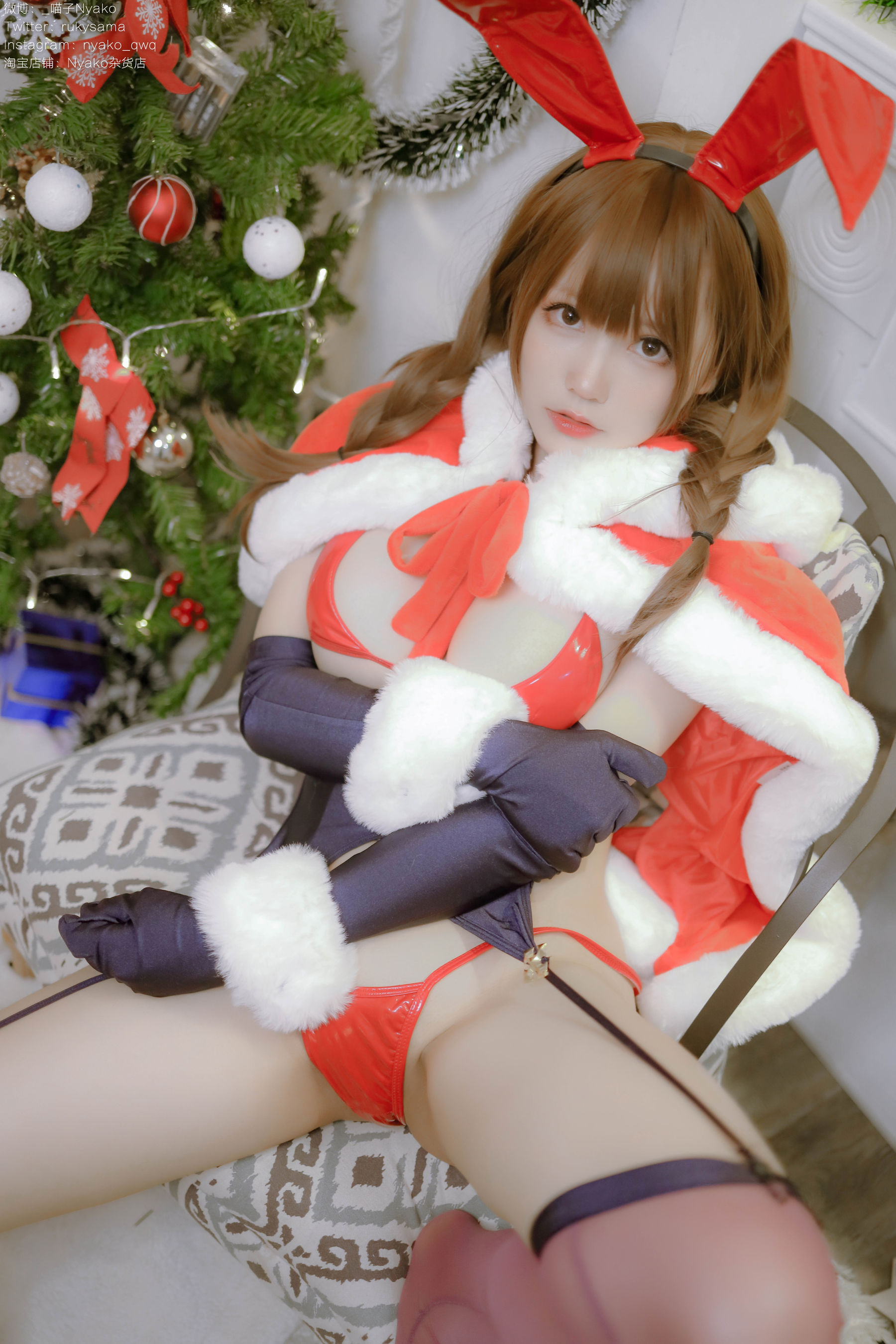[福利COS] 萌妹子Nyako喵子 - Christmas Bunny