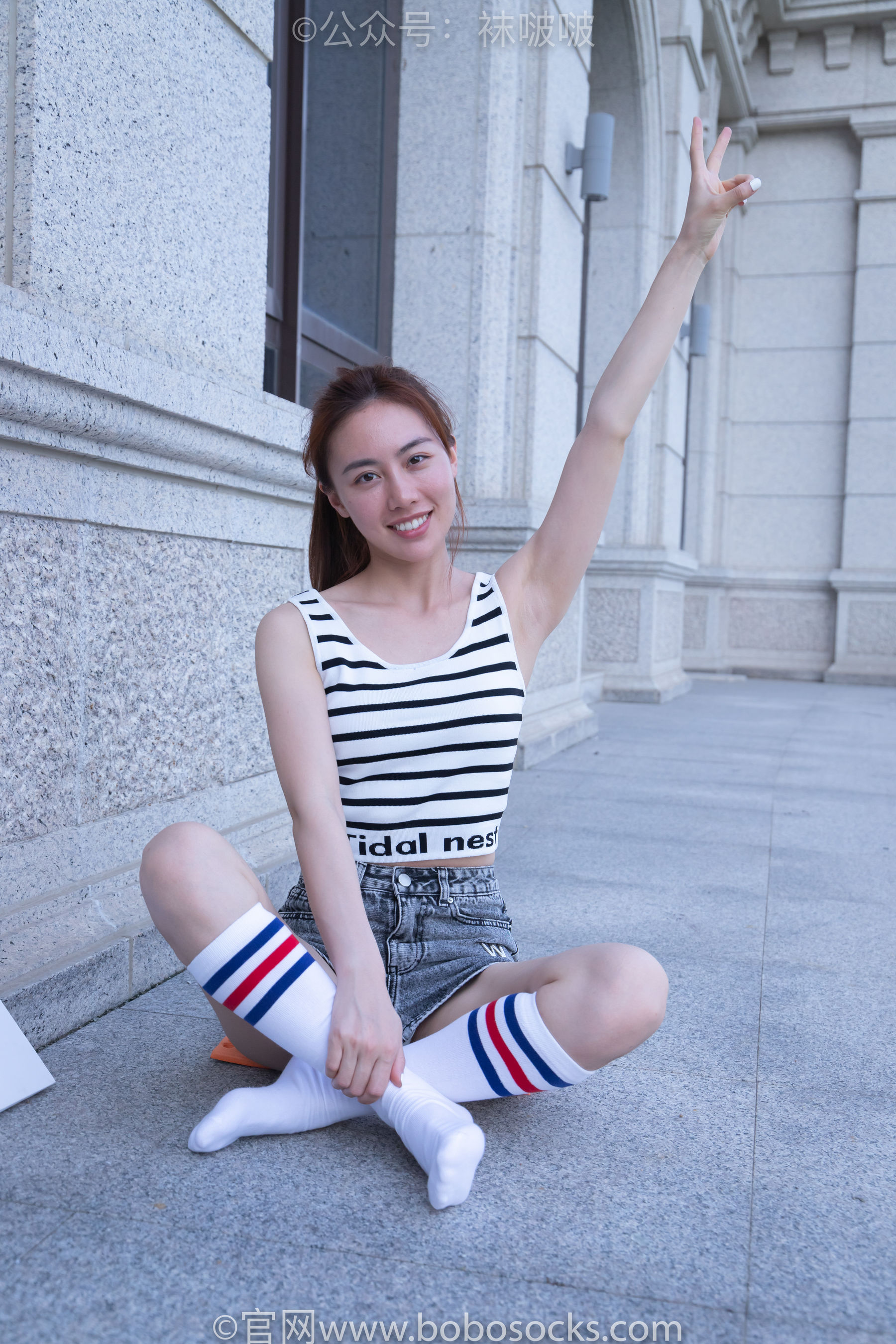 BoBoSocks袜啵啵 No.006 小米-运动鞋、白色小腿袜、裸足