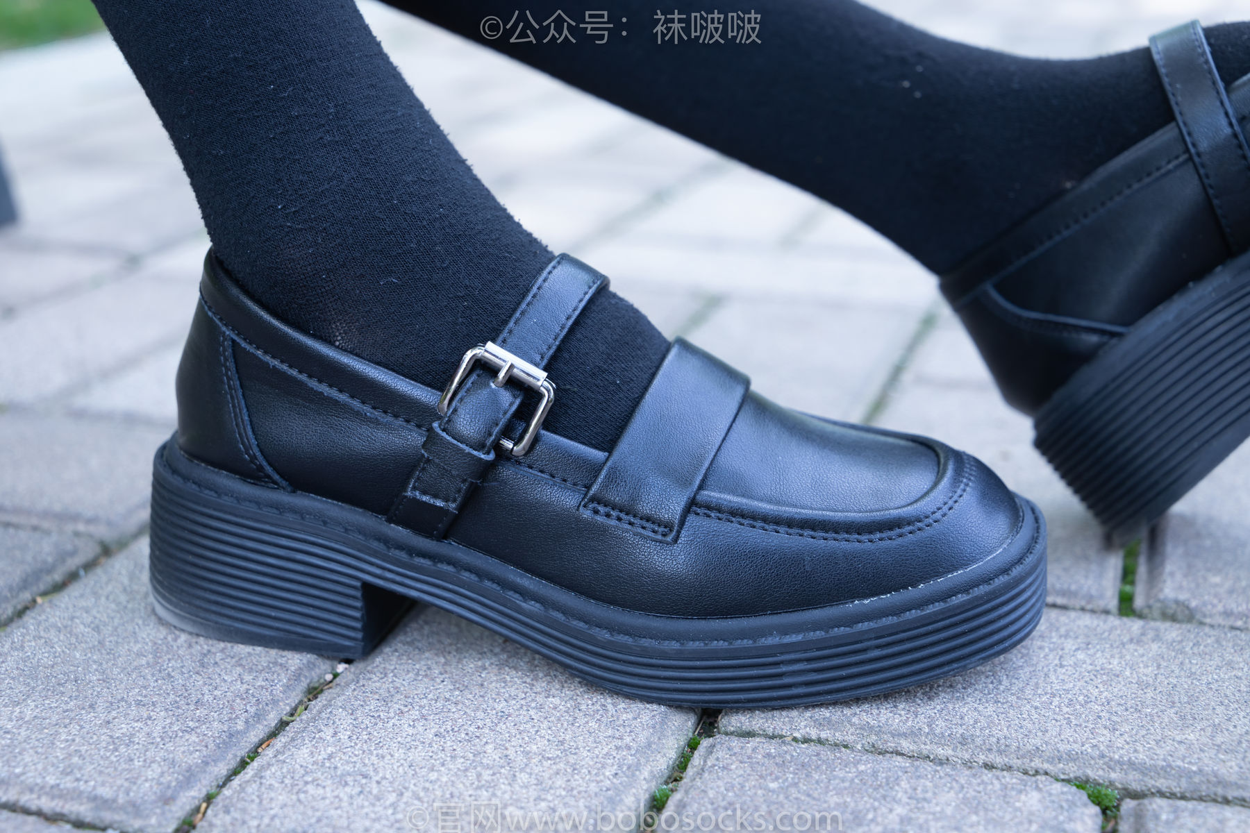 BoBoSocks袜啵啵 No.007 稚予-JK制服、皮鞋、黑色中筒棉袜、肉丝