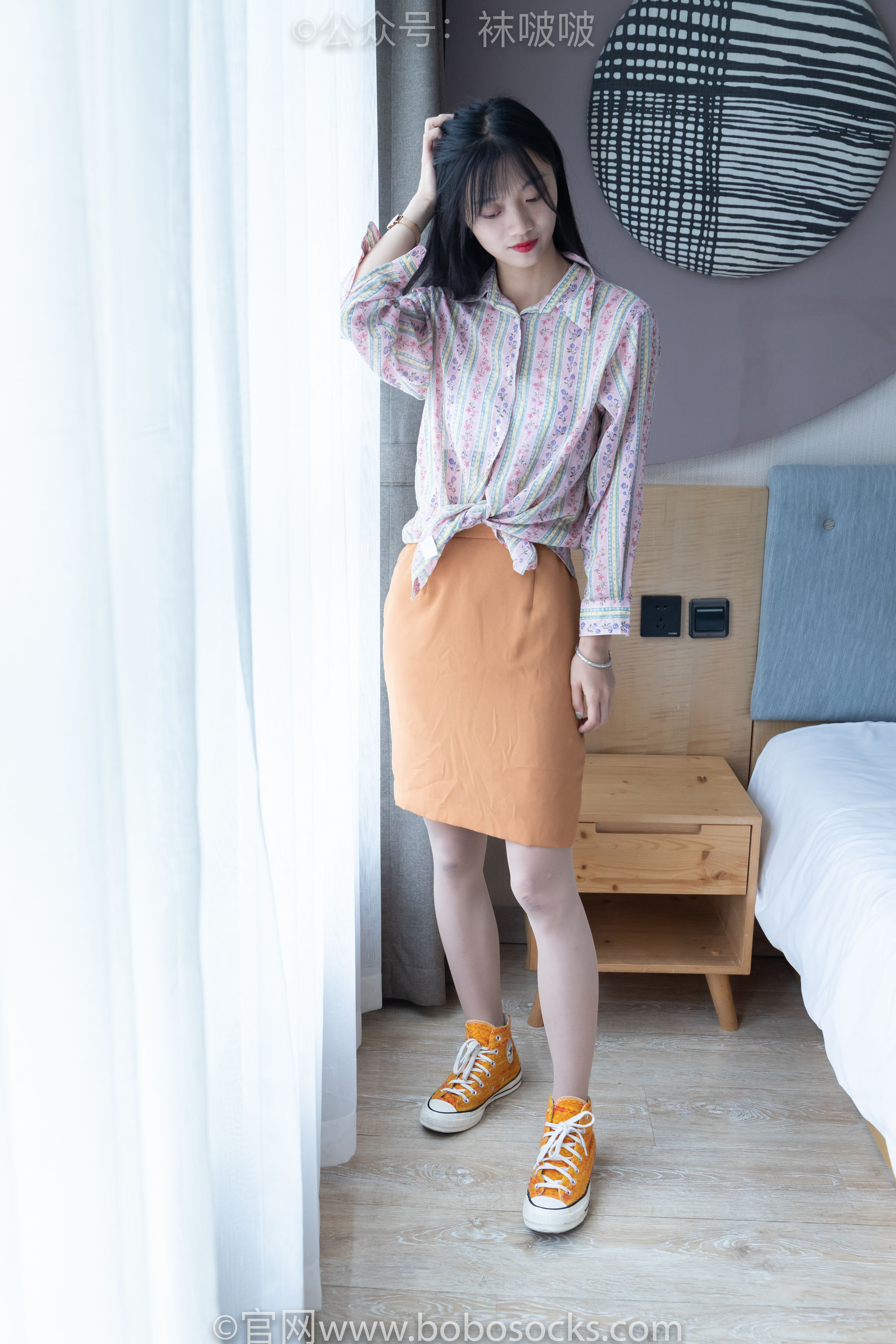 BoBoSocks袜啵啵 No.008 涵涵-帆布鞋、白色短棉袜、肉丝