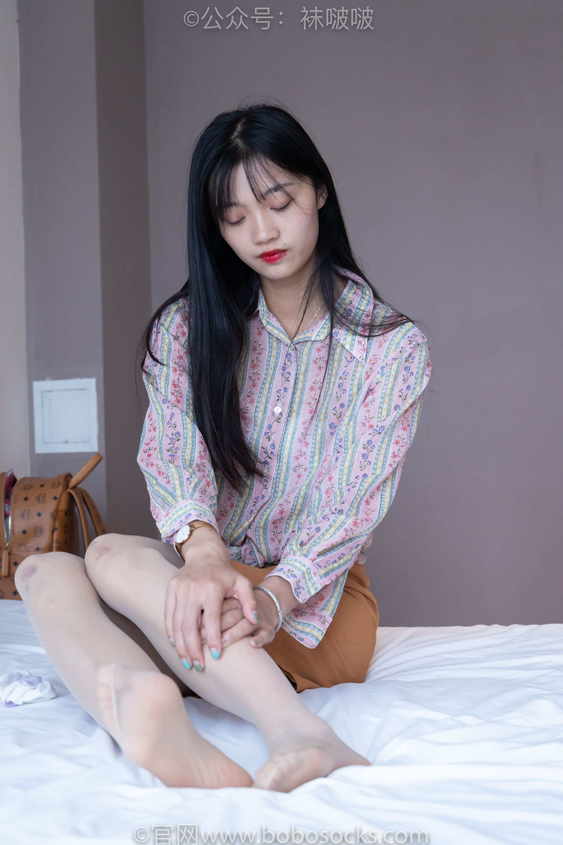 BoBoSocks袜啵啵 No.008 涵涵-帆布鞋、白色短棉袜、肉丝