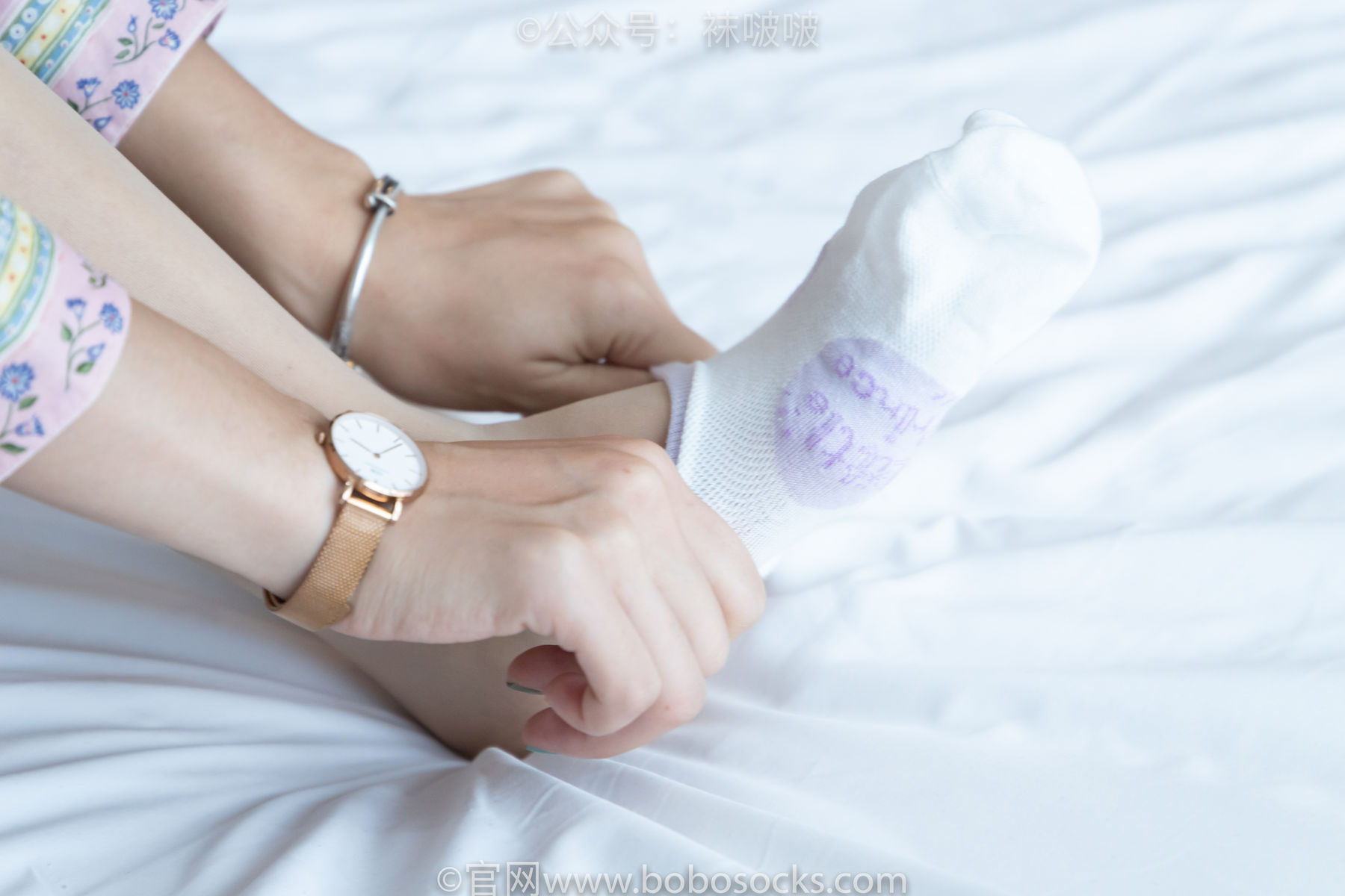 BoBoSocks袜啵啵 No.008 涵涵-帆布鞋、白色短棉袜、肉丝