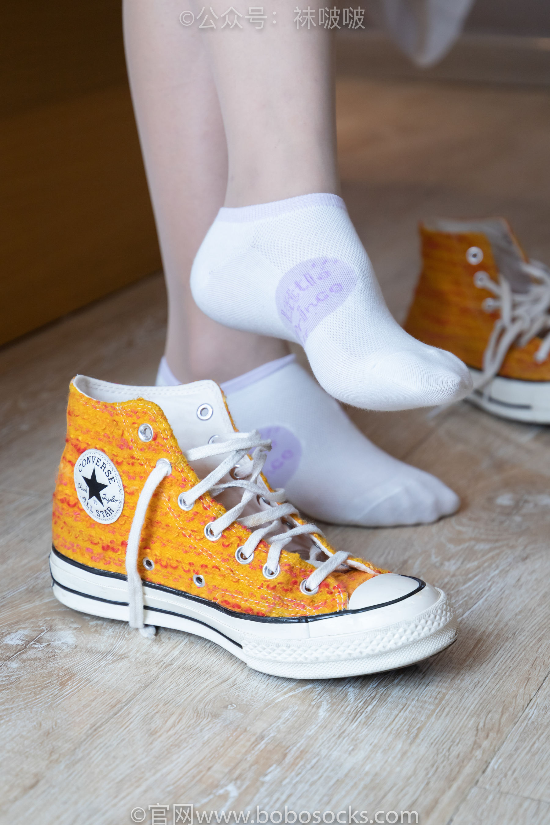 BoBoSocks袜啵啵 No.008 涵涵-帆布鞋、白色短棉袜、肉丝