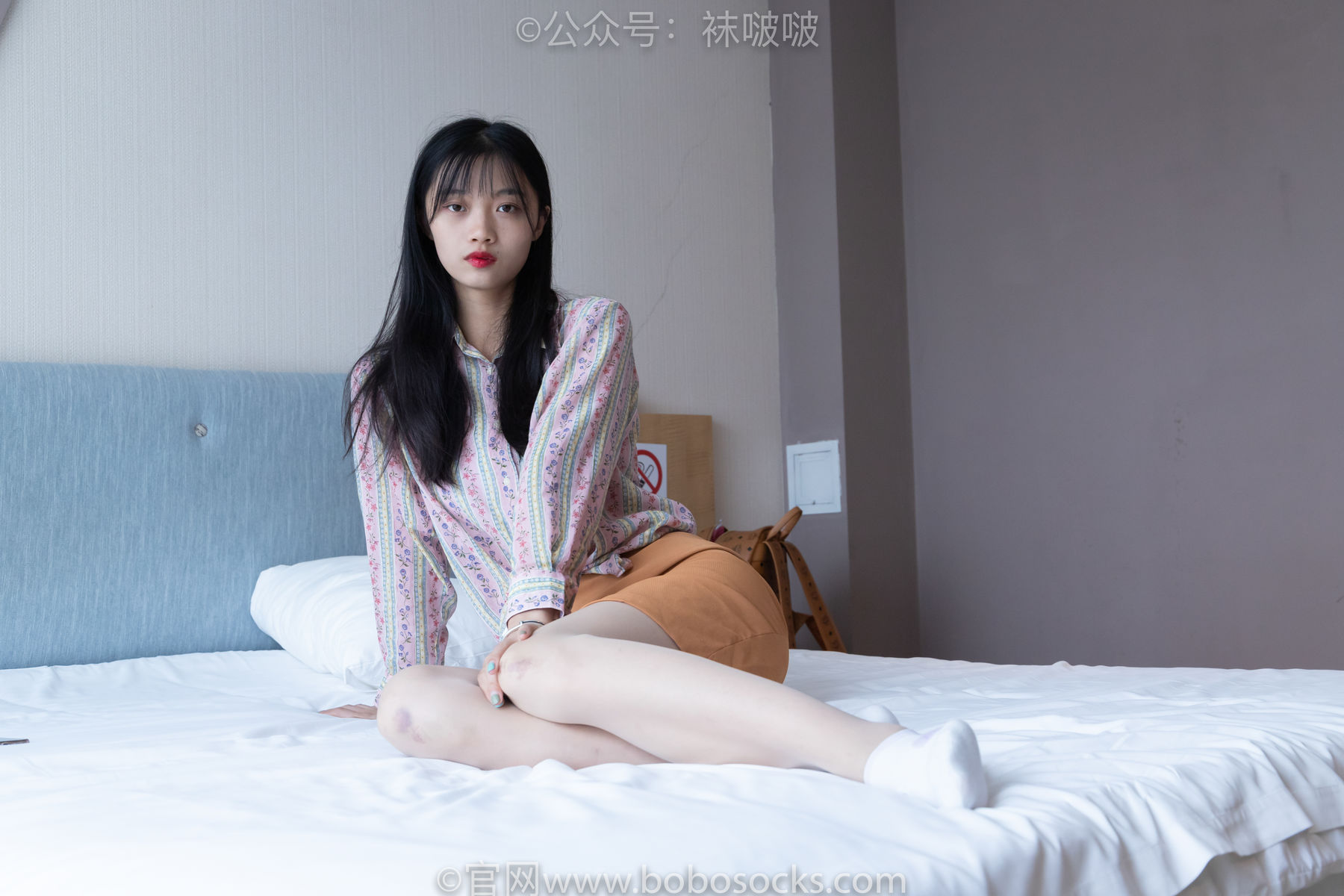 BoBoSocks袜啵啵 No.008 涵涵-帆布鞋、白色短棉袜、肉丝