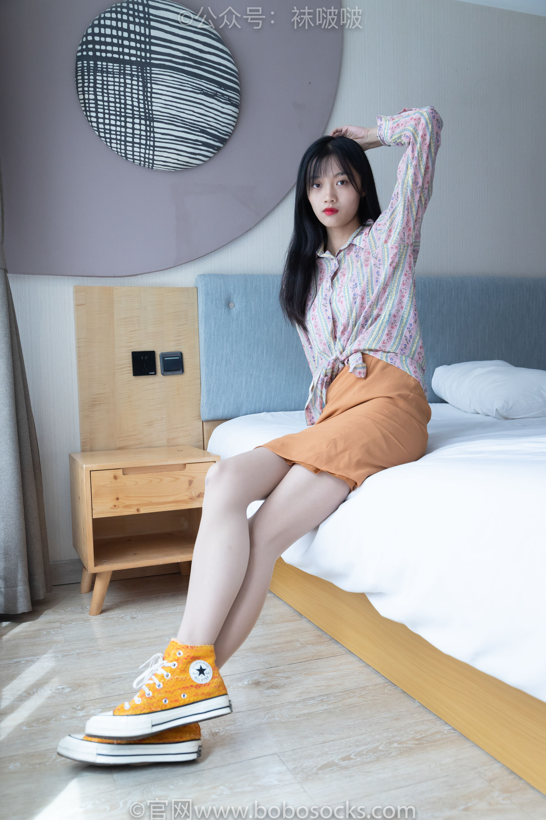 BoBoSocks袜啵啵 No.008 涵涵-帆布鞋、白色短棉袜、肉丝