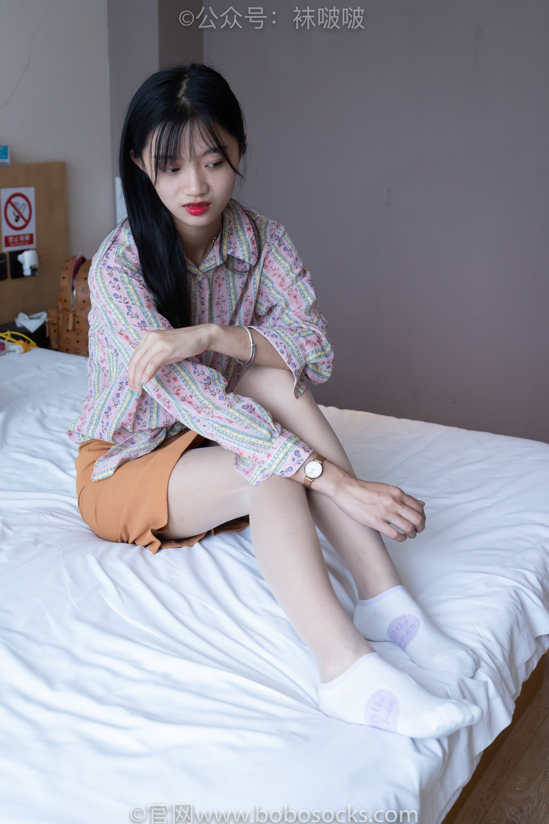 BoBoSocks袜啵啵 No.008 涵涵-帆布鞋、白色短棉袜、肉丝