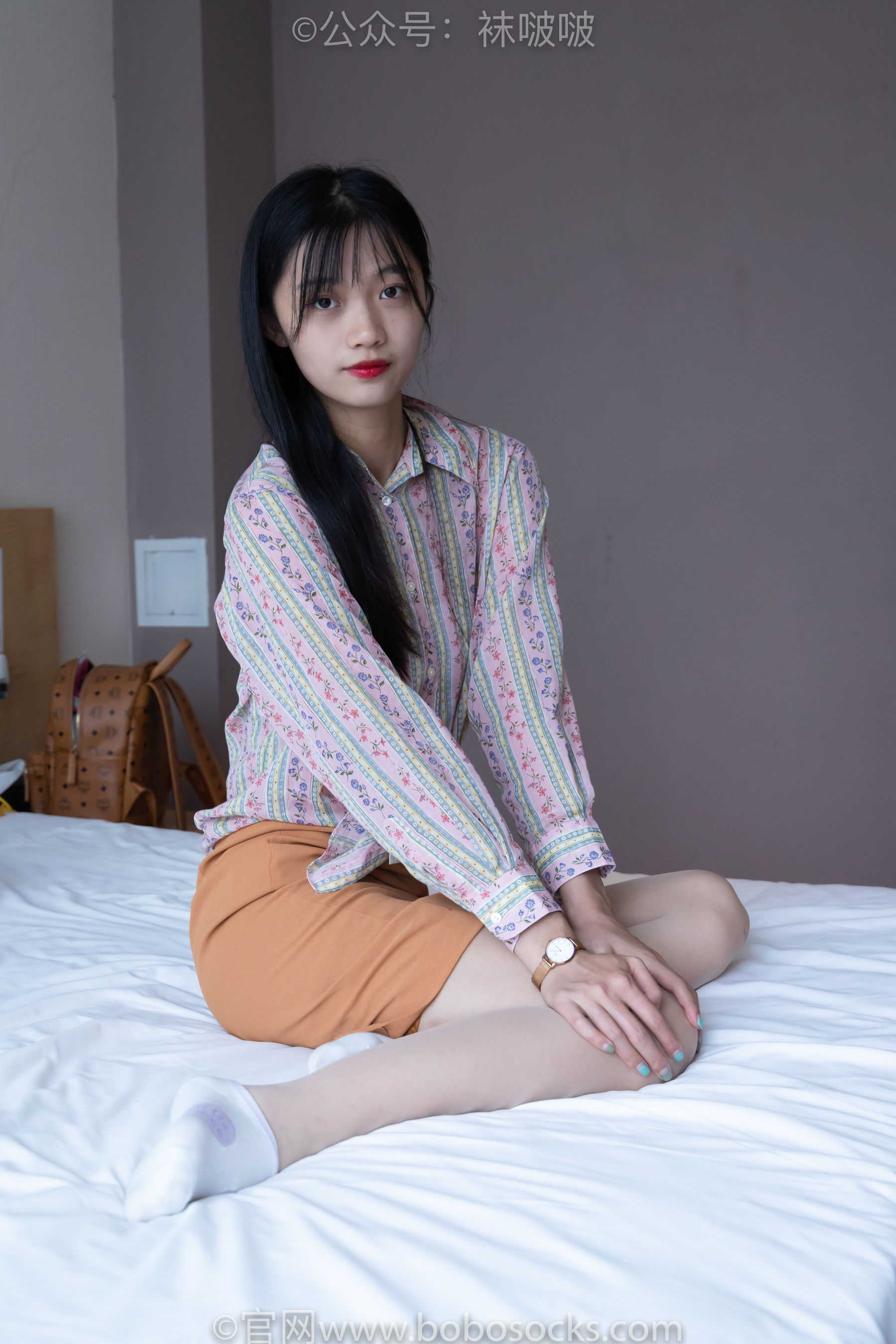 BoBoSocks袜啵啵 No.008 涵涵-帆布鞋、白色短棉袜、肉丝