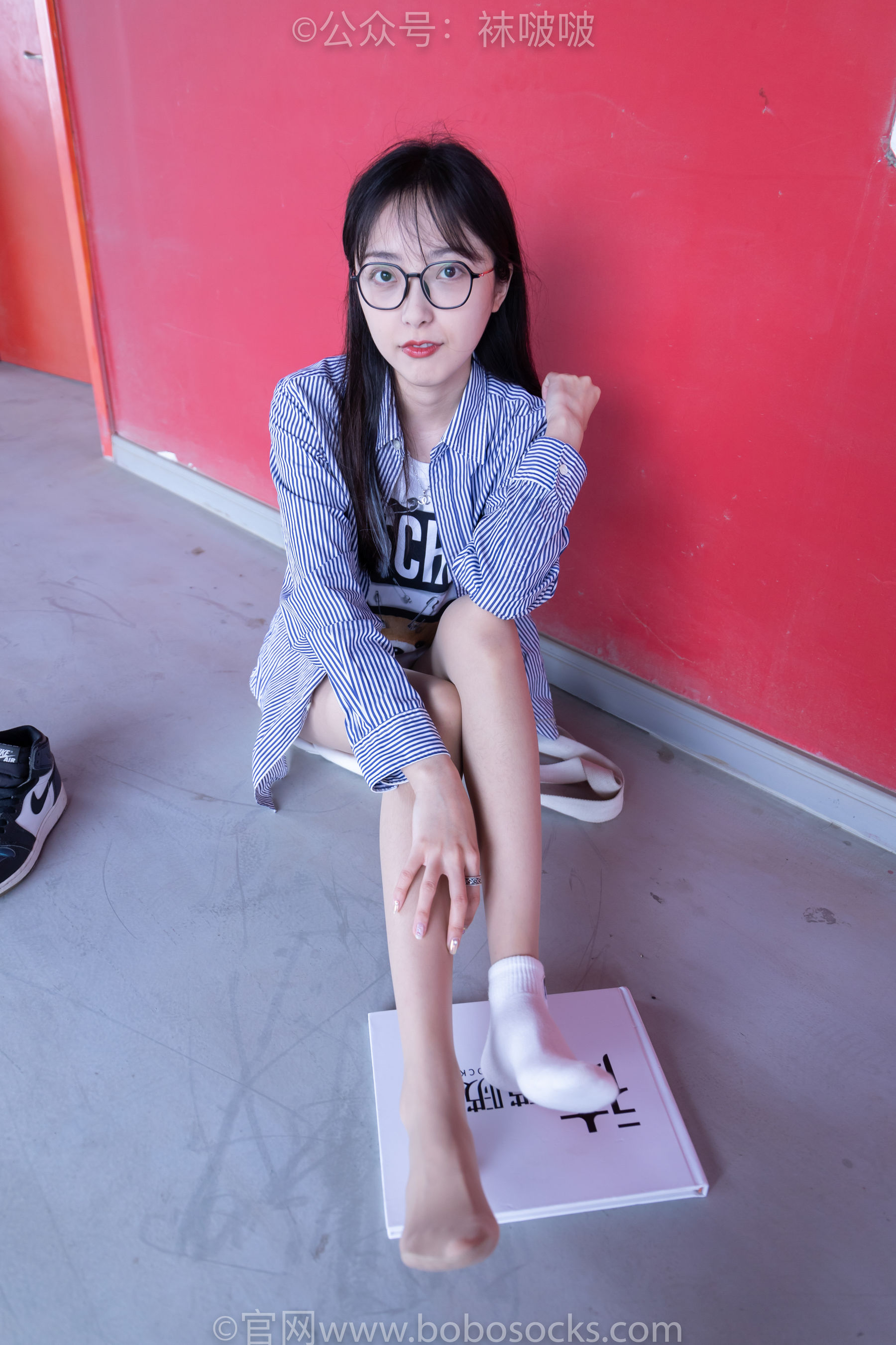 BoBoSocks袜啵啵 No.011 稚予-AJ、白色短棉袜、肉丝