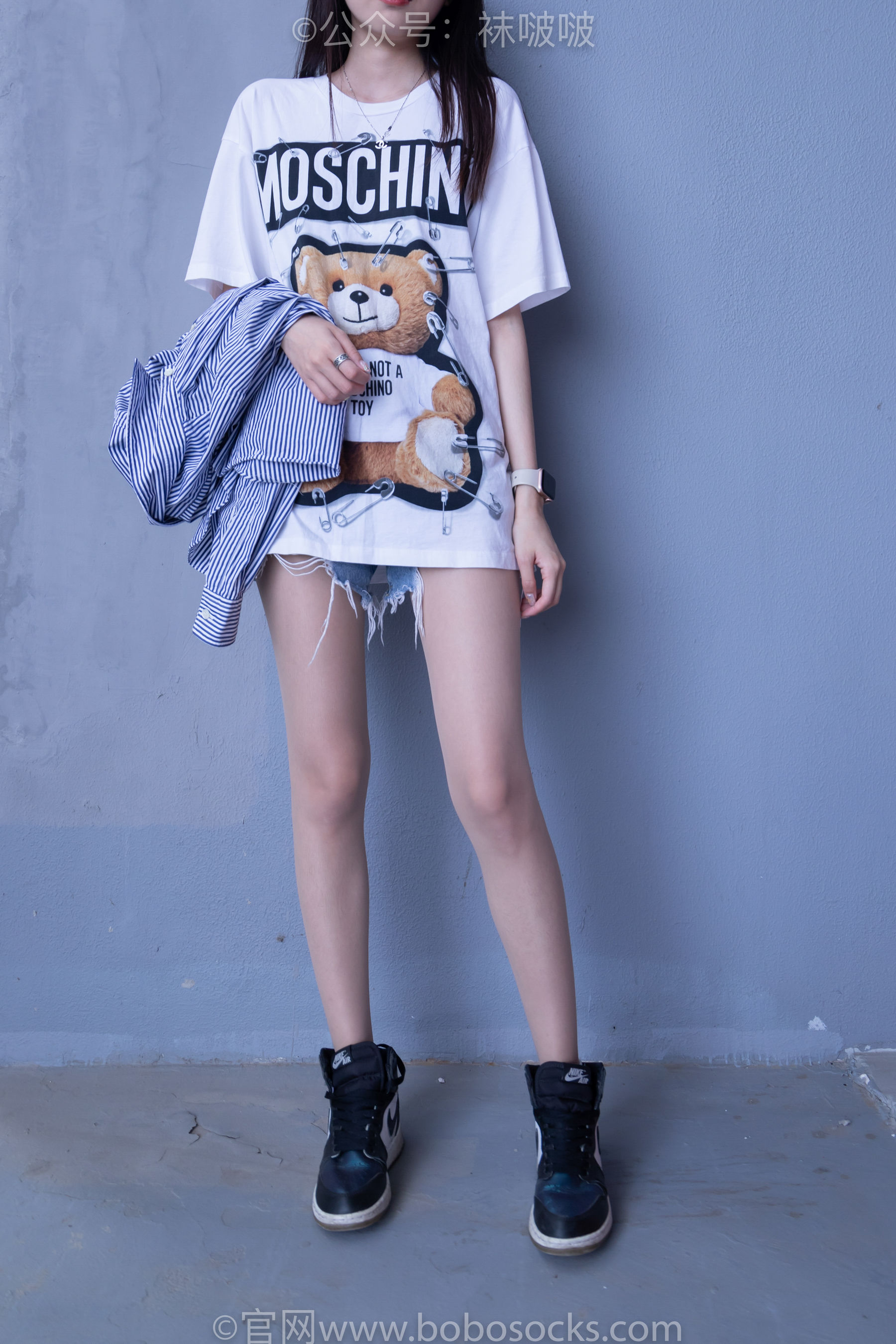 BoBoSocks袜啵啵 No.011 稚予-AJ、白色短棉袜、肉丝