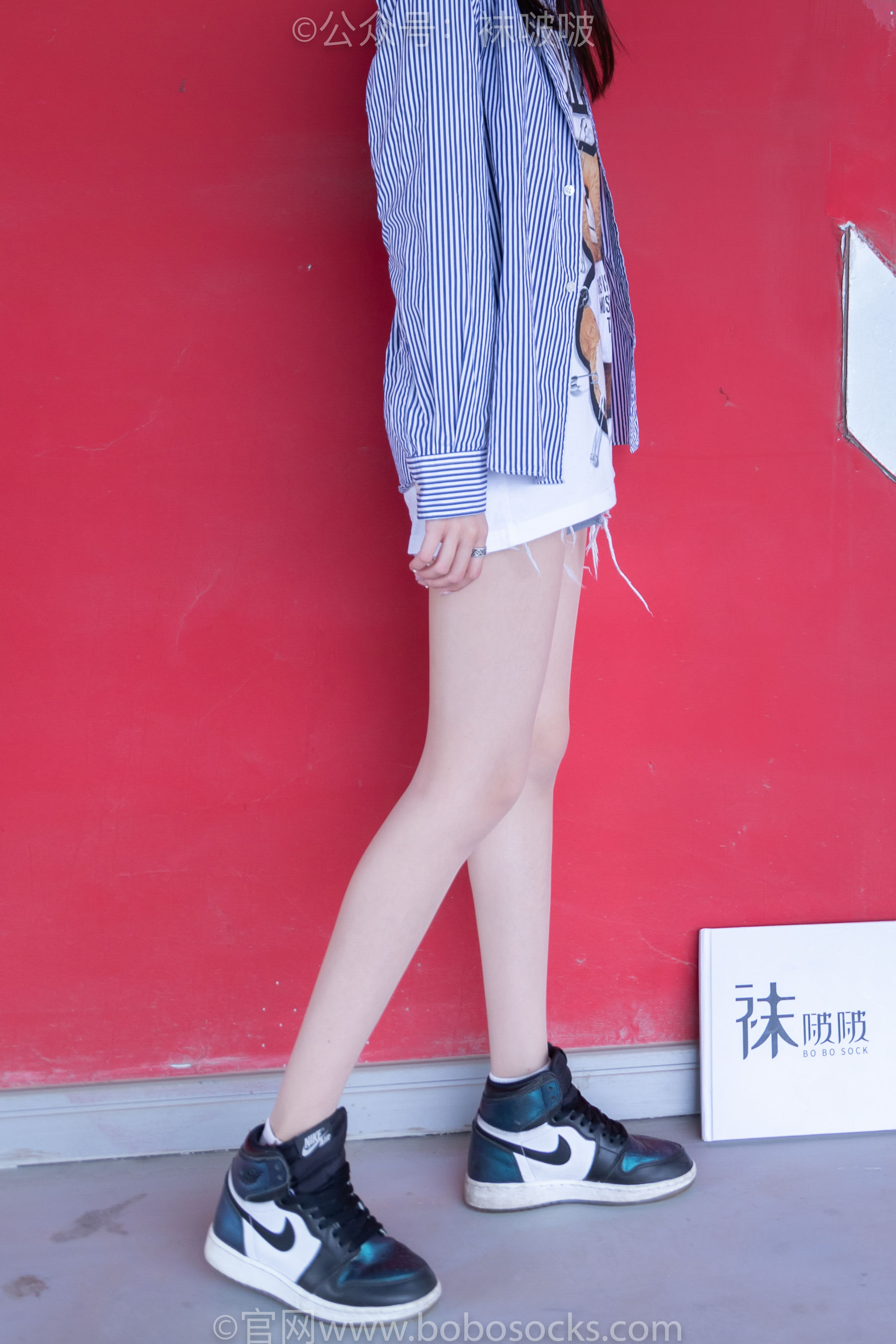 BoBoSocks袜啵啵 No.011 稚予-AJ、白色短棉袜、肉丝