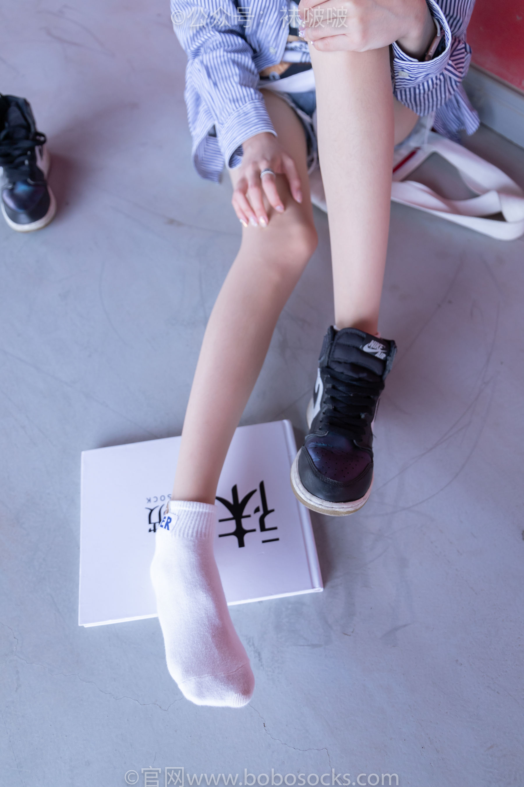 BoBoSocks袜啵啵 No.011 稚予-AJ、白色短棉袜、肉丝