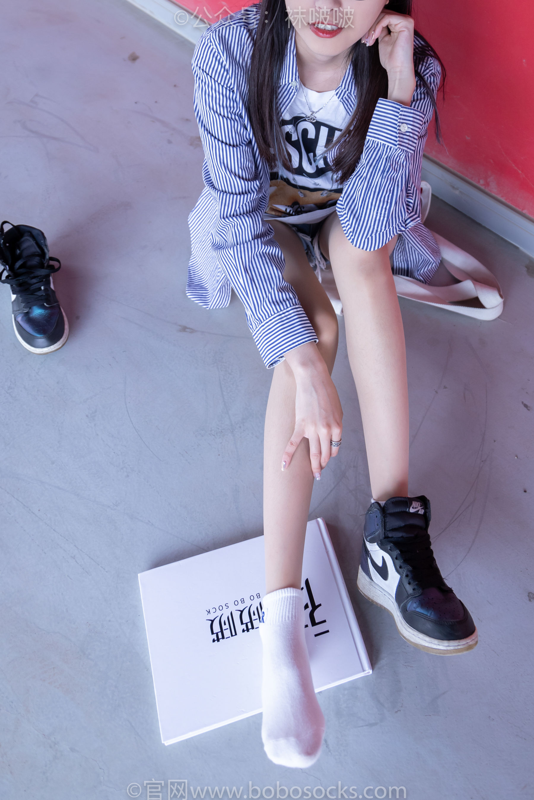 BoBoSocks袜啵啵 No.011 稚予-AJ、白色短棉袜、肉丝