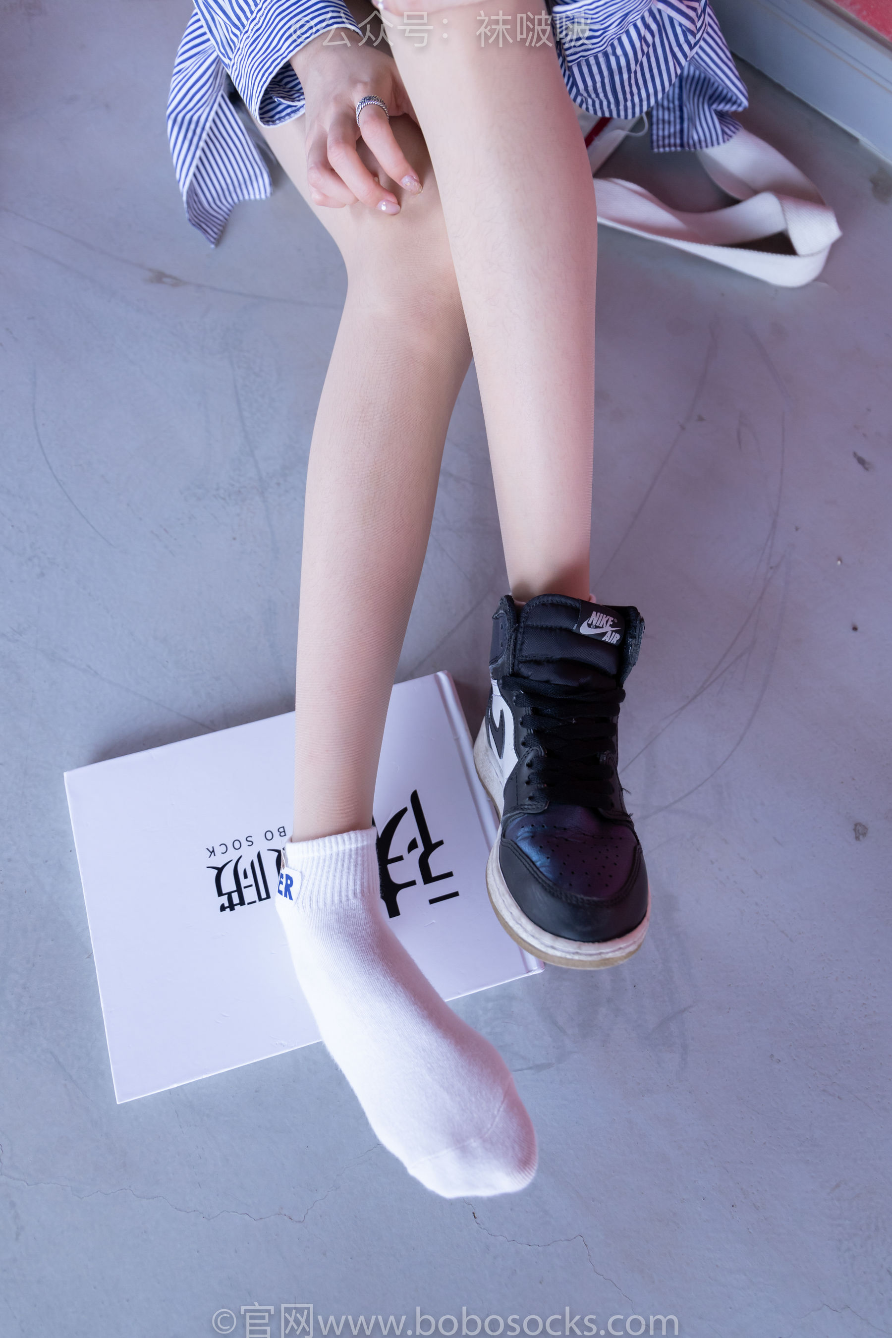 BoBoSocks袜啵啵 No.011 稚予-AJ、白色短棉袜、肉丝