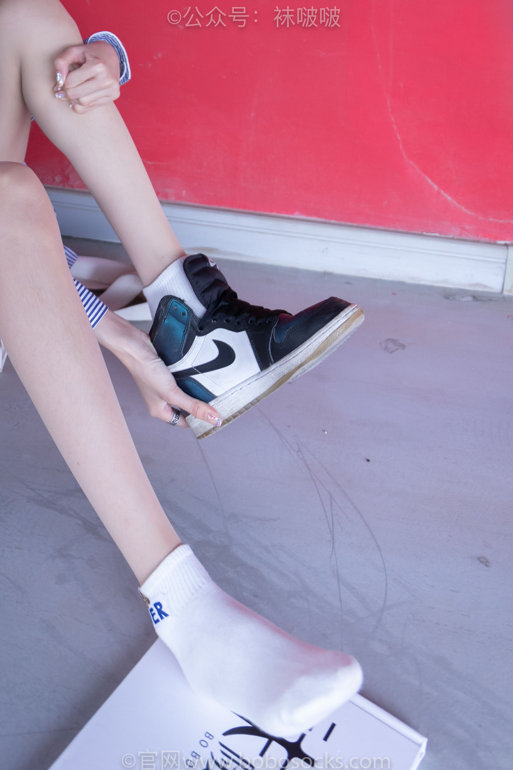 BoBoSocks袜啵啵 No.011 稚予-AJ、白色短棉袜、肉丝