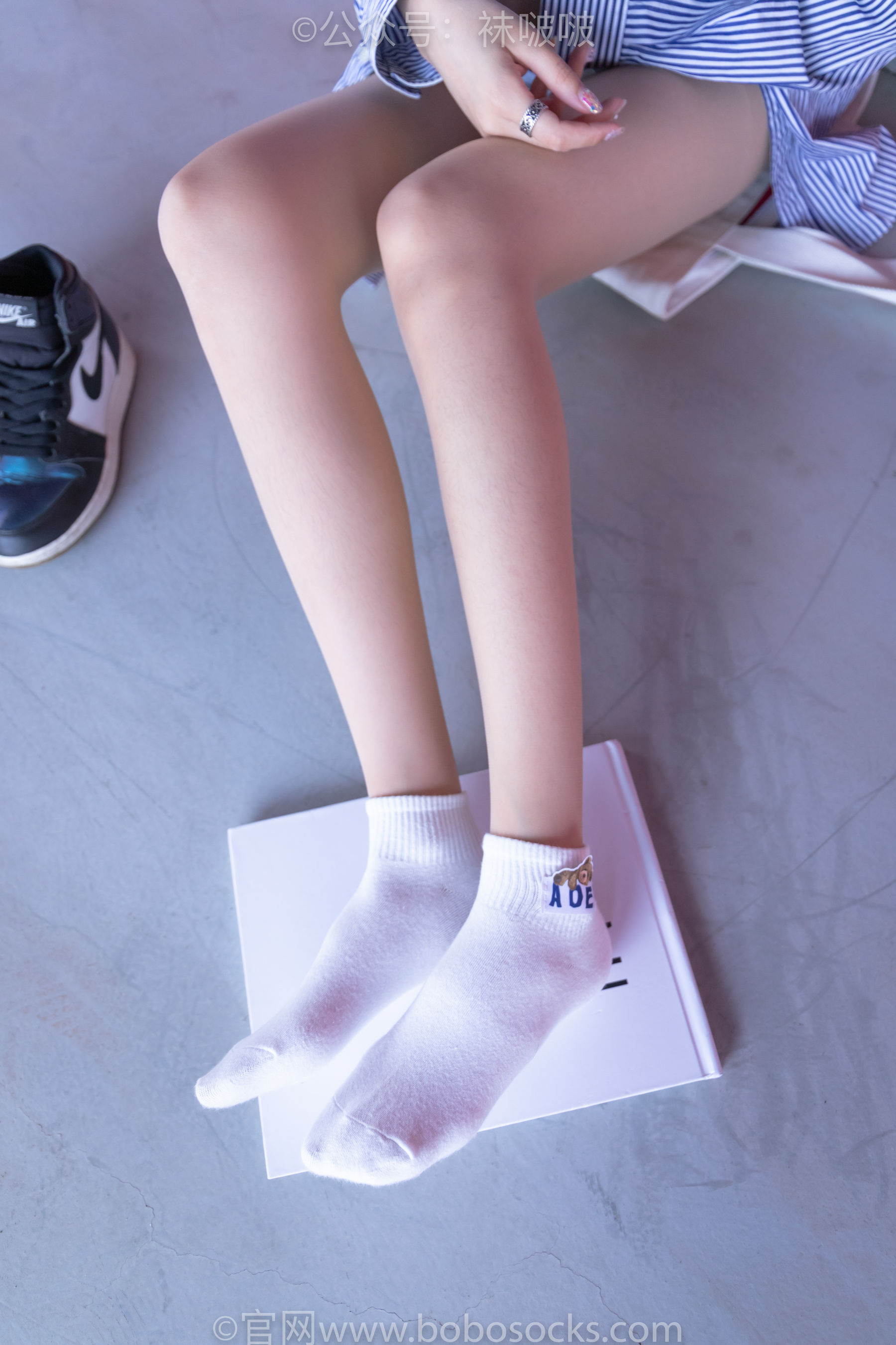 BoBoSocks袜啵啵 No.011 稚予-AJ、白色短棉袜、肉丝