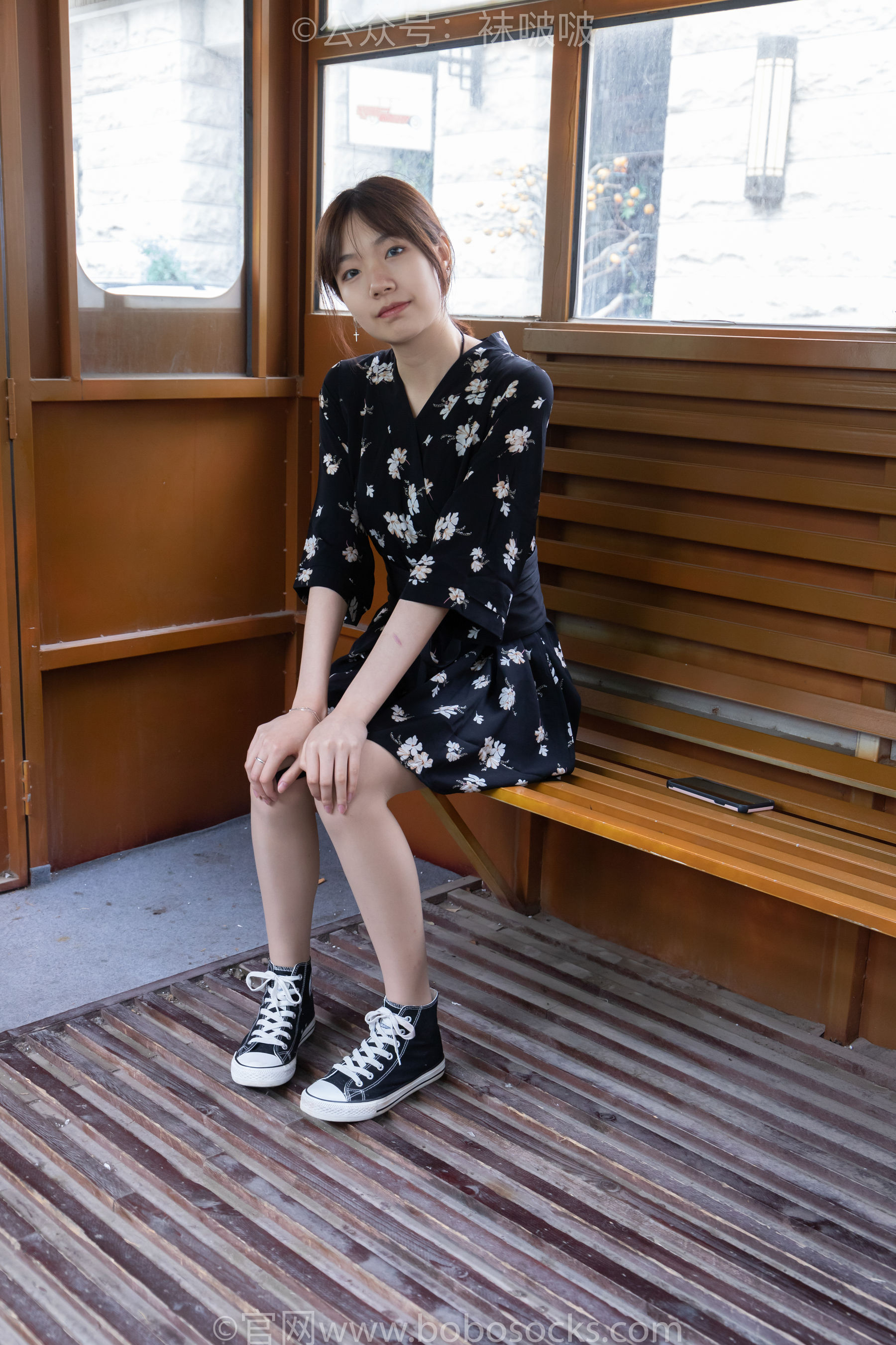 BoBoSocks袜啵啵 No.013 小甜豆-匡威帆布鞋、浅灰色短棉袜、肉丝