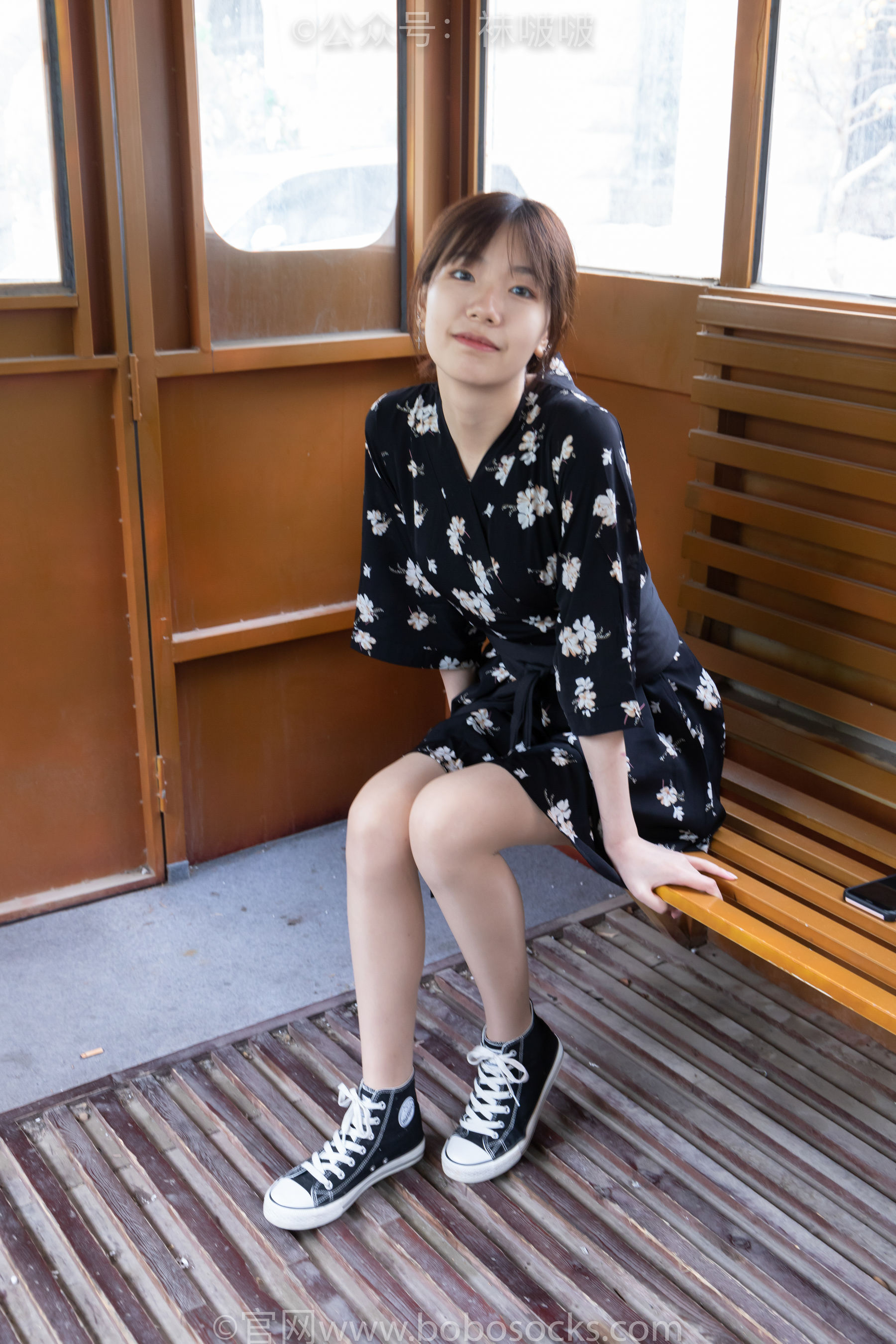 BoBoSocks袜啵啵 No.013 小甜豆-匡威帆布鞋、浅灰色短棉袜、肉丝