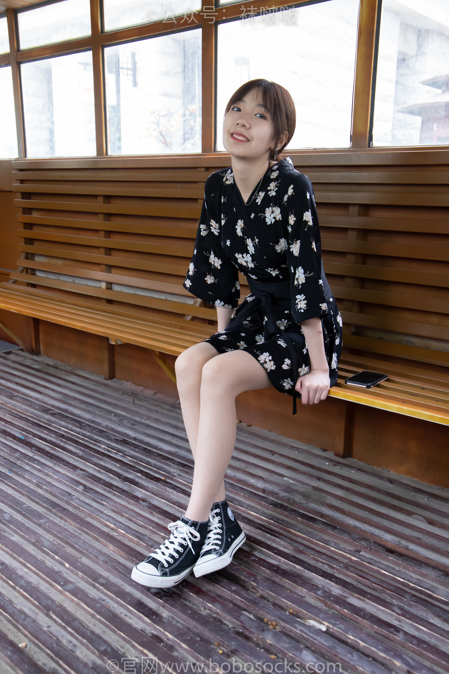 BoBoSocks袜啵啵 No.013 小甜豆-匡威帆布鞋、浅灰色短棉袜、肉丝