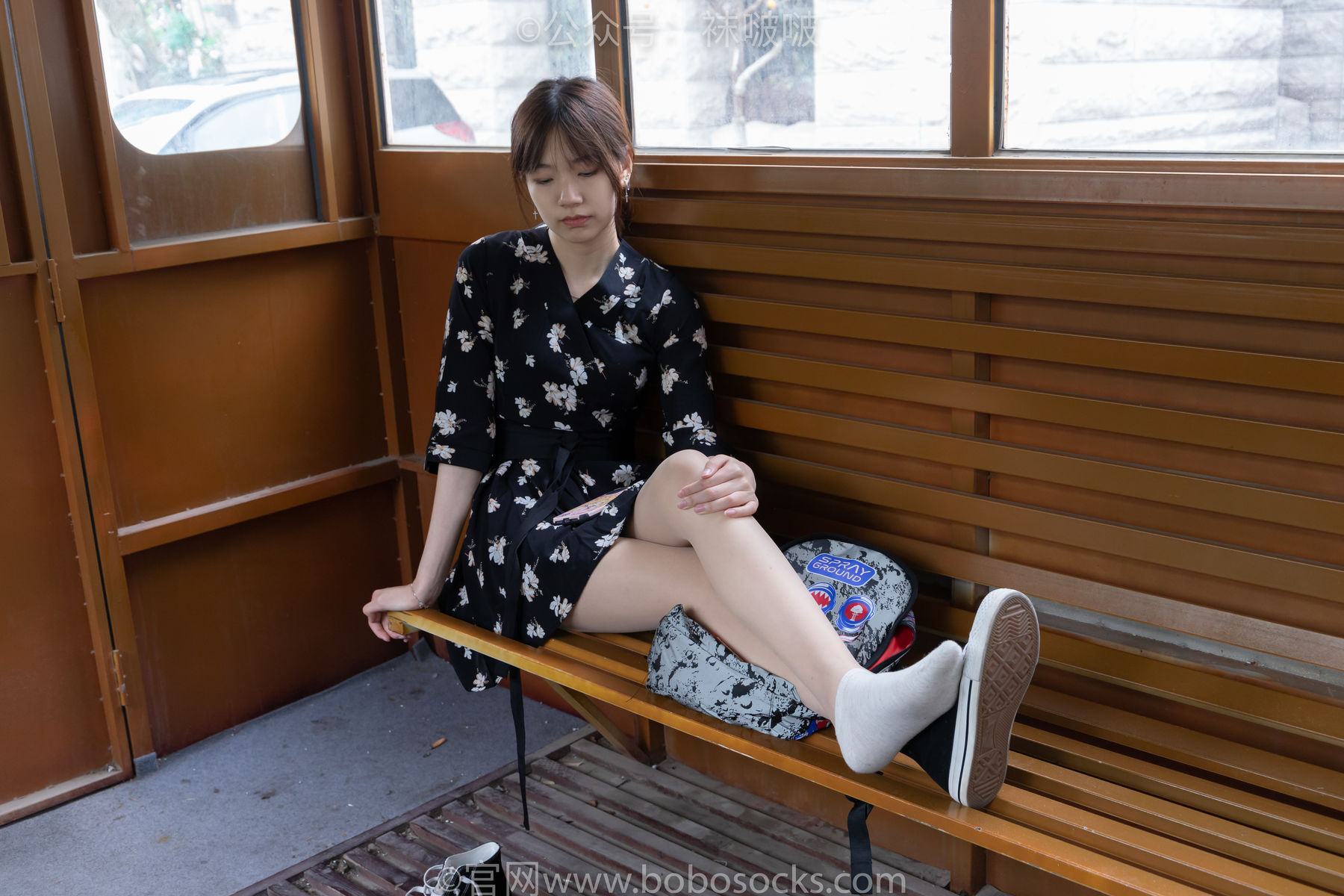BoBoSocks袜啵啵 No.013 小甜豆-匡威帆布鞋、浅灰色短棉袜、肉丝