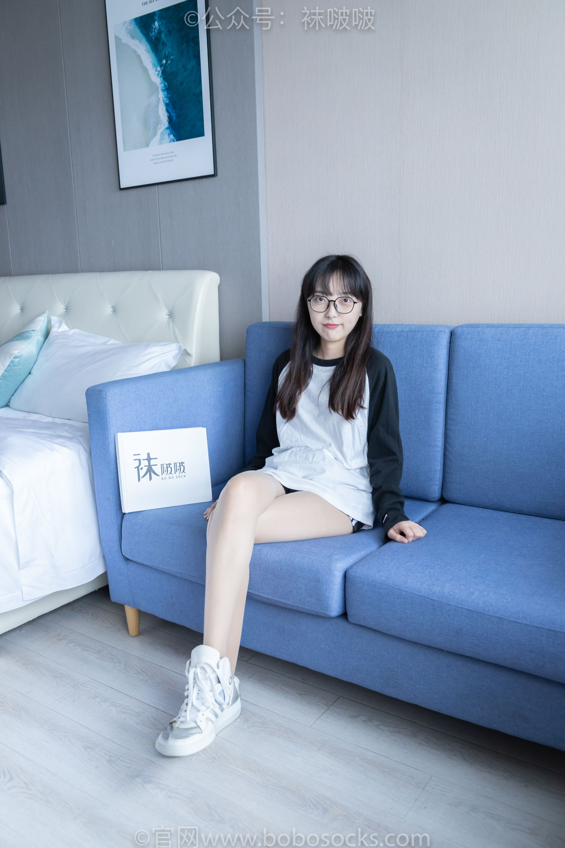 BoBoSocks袜啵啵 No.015 稚予-阿迪板鞋、白色短棉袜、肉丝