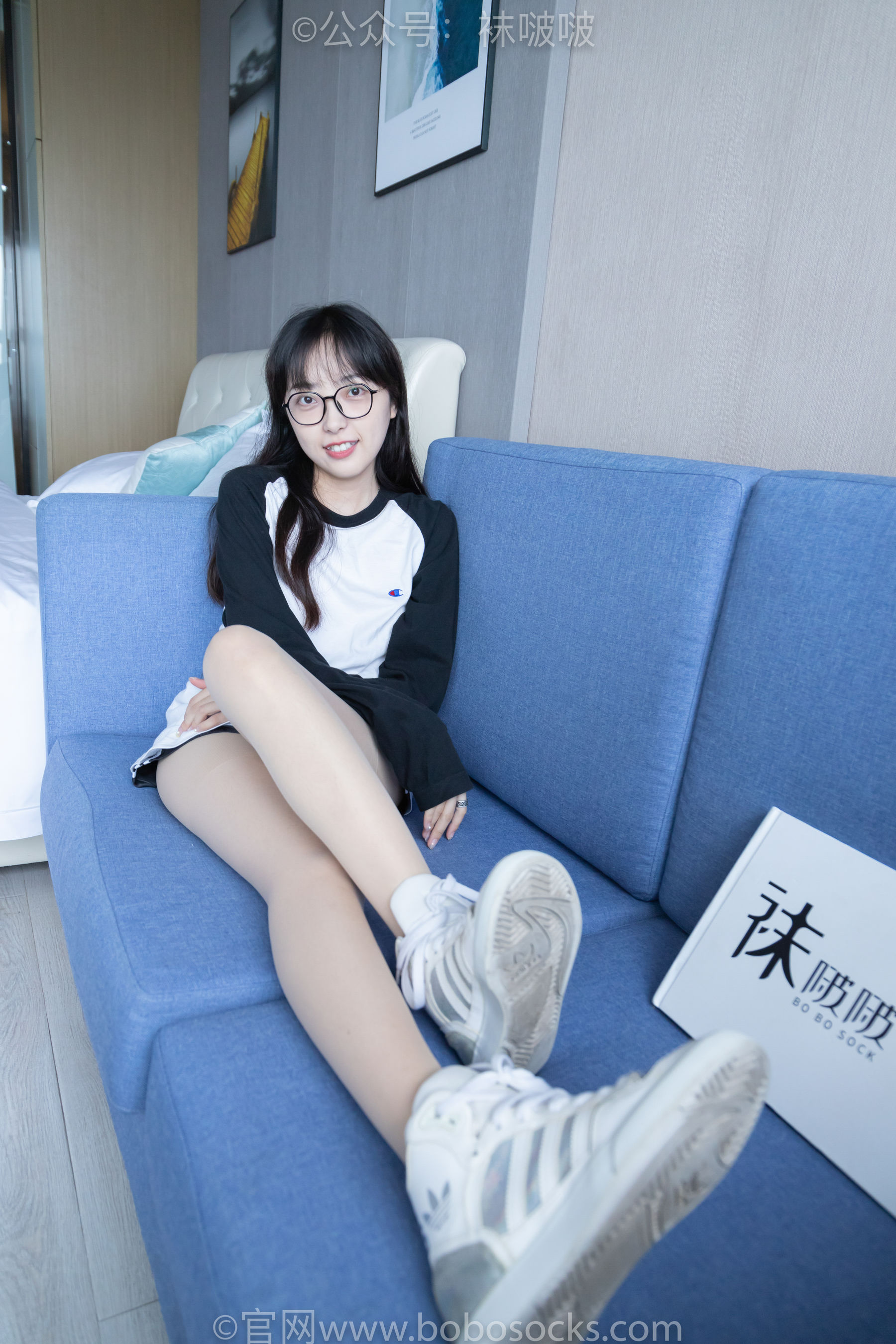 BoBoSocks袜啵啵 No.015 稚予-阿迪板鞋、白色短棉袜、肉丝