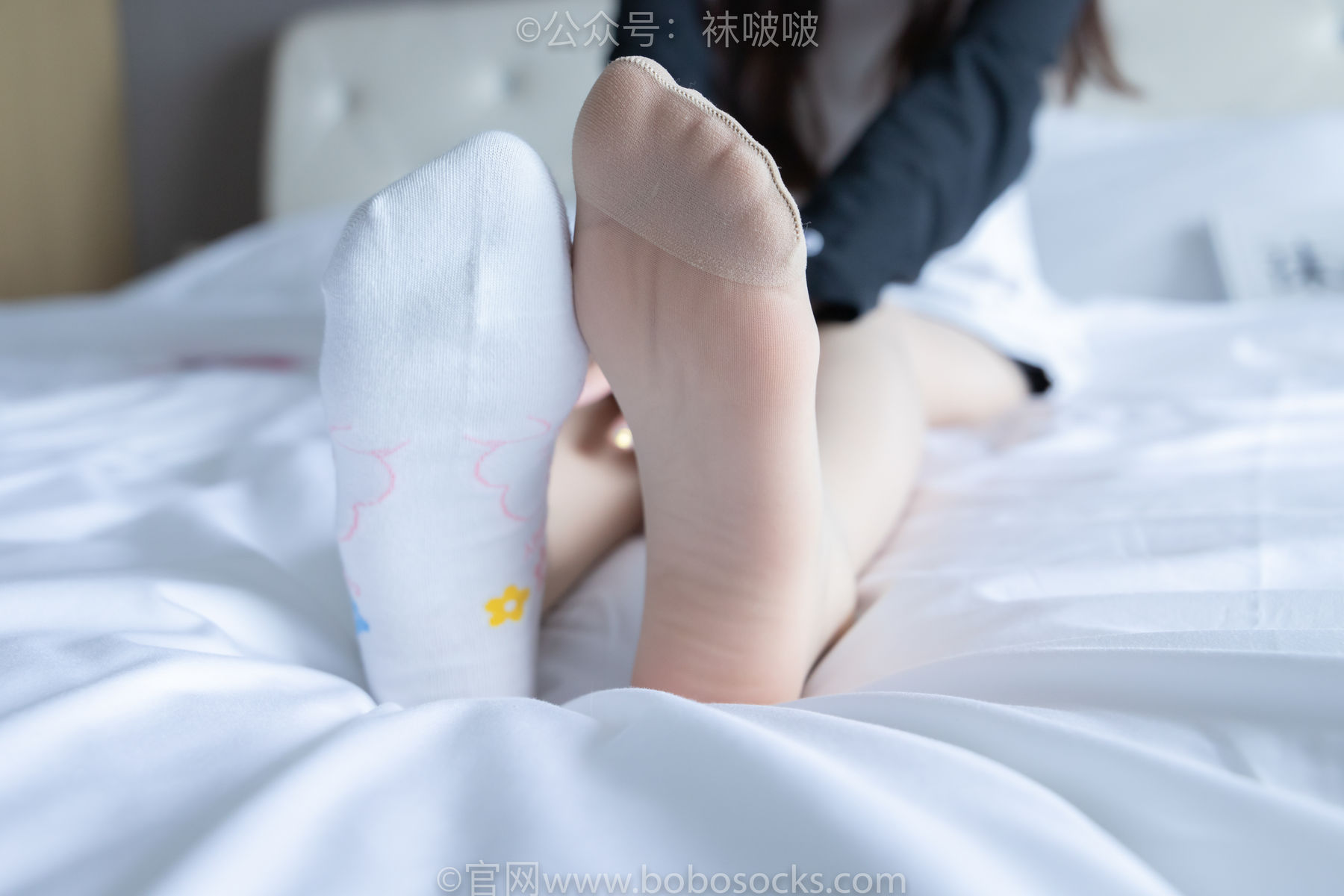 BoBoSocks袜啵啵 No.015 稚予-阿迪板鞋、白色短棉袜、肉丝
