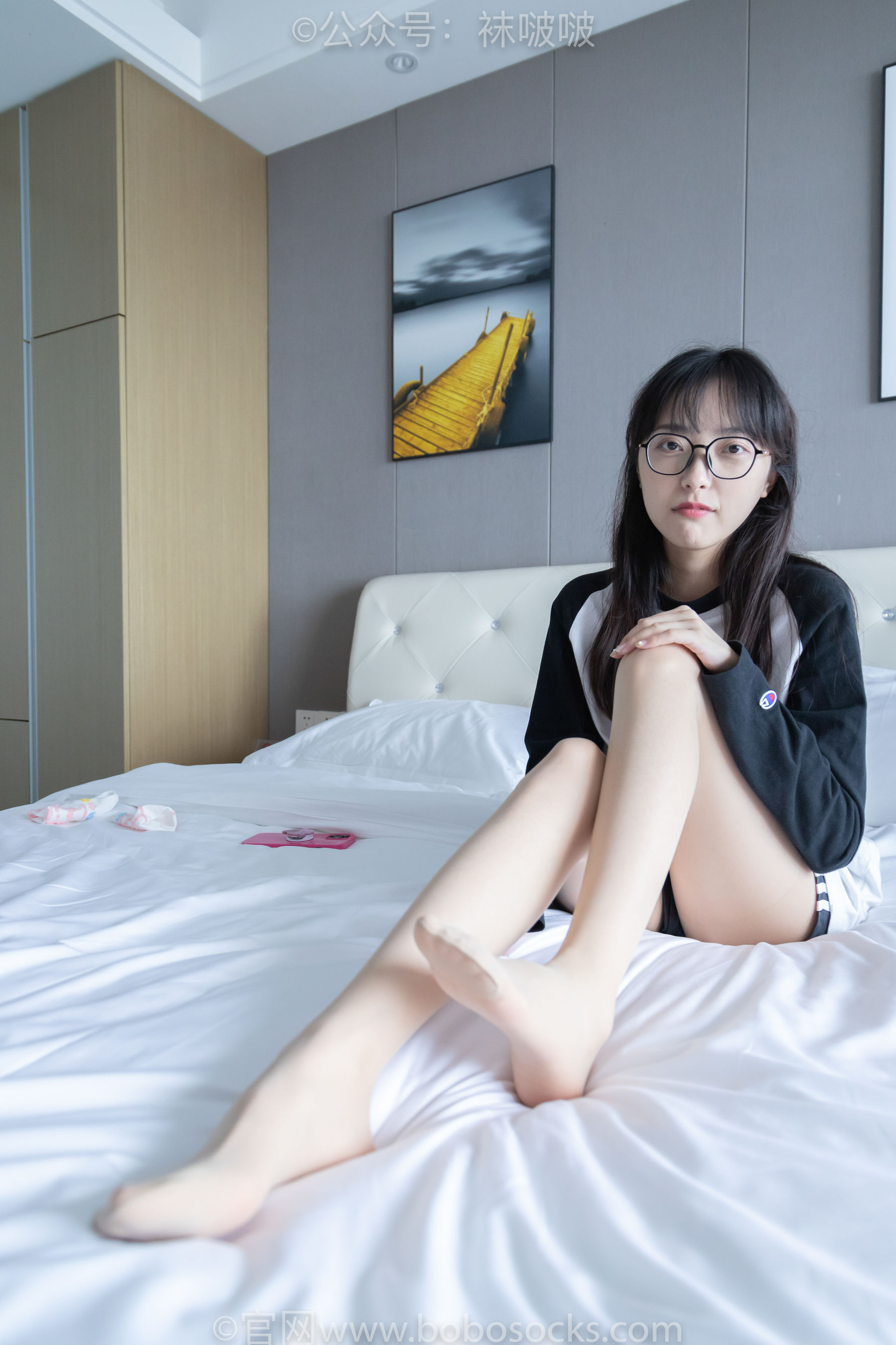 BoBoSocks袜啵啵 No.015 稚予-阿迪板鞋、白色短棉袜、肉丝