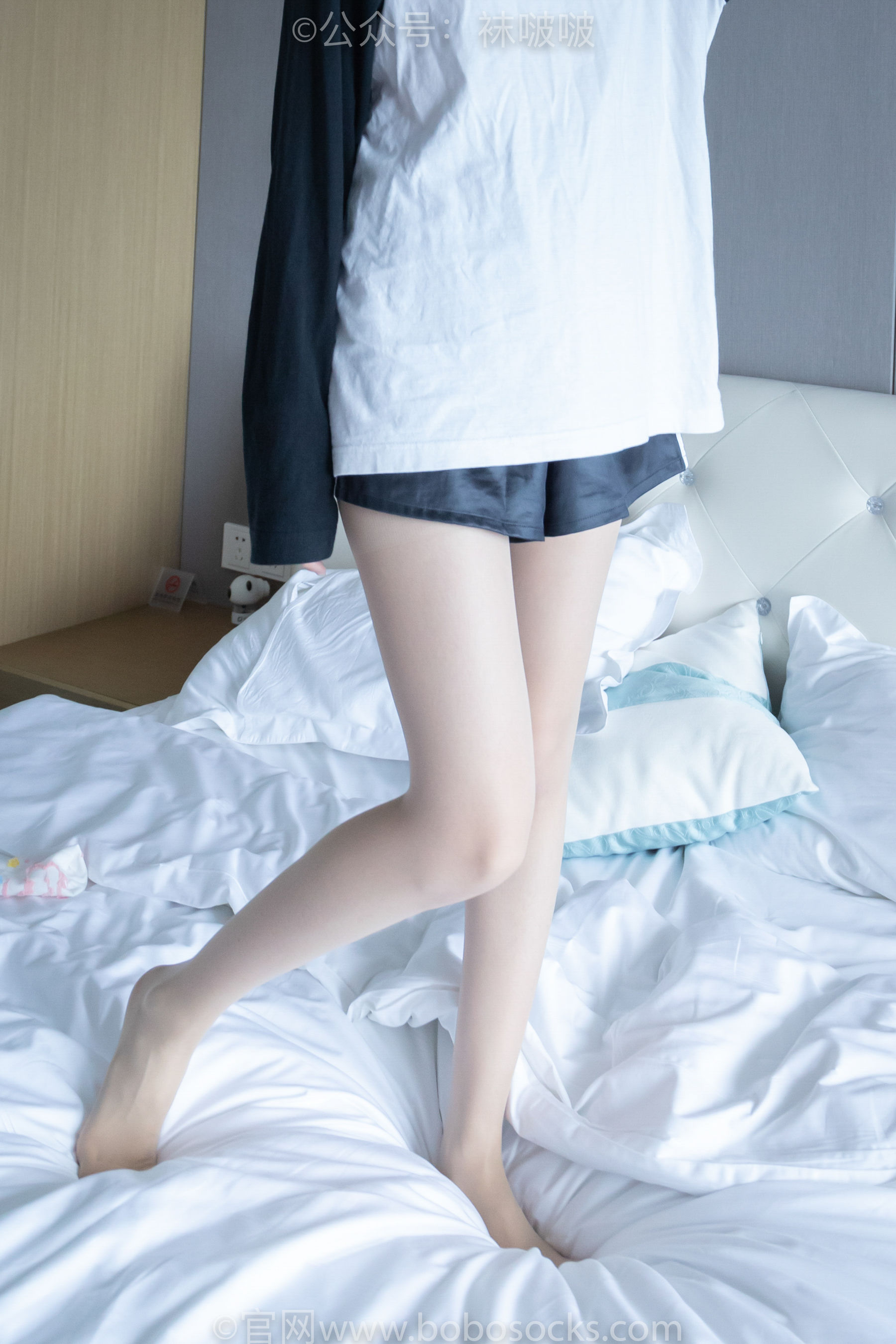 BoBoSocks袜啵啵 No.015 稚予-阿迪板鞋、白色短棉袜、肉丝
