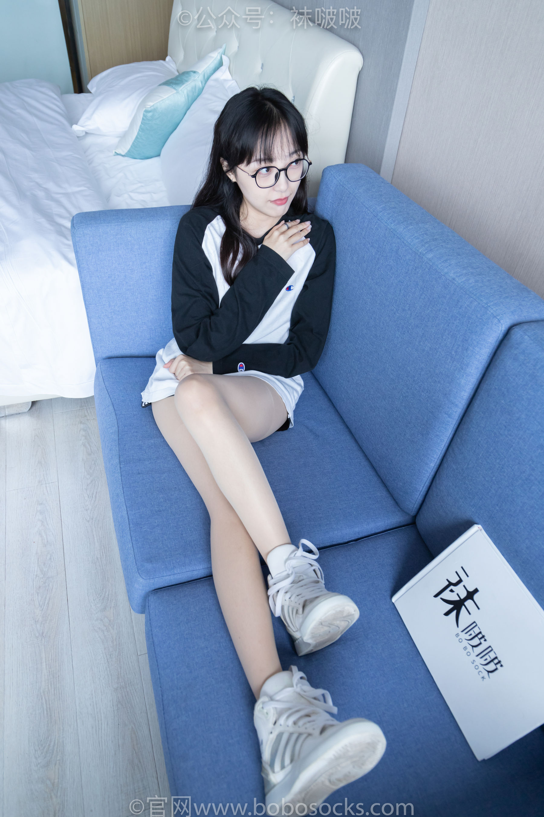 BoBoSocks袜啵啵 No.015 稚予-阿迪板鞋、白色短棉袜、肉丝
