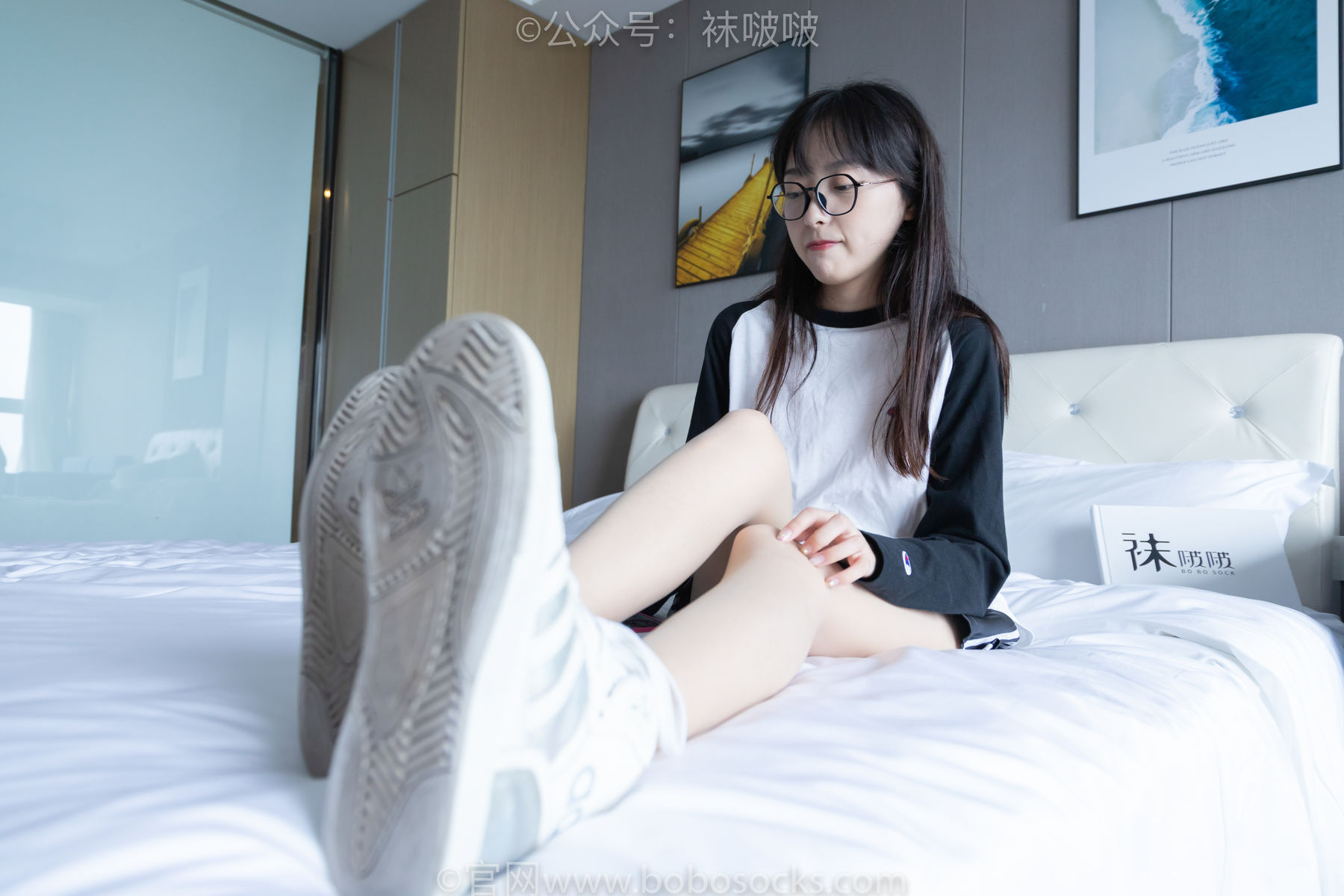 BoBoSocks袜啵啵 No.015 稚予-阿迪板鞋、白色短棉袜、肉丝