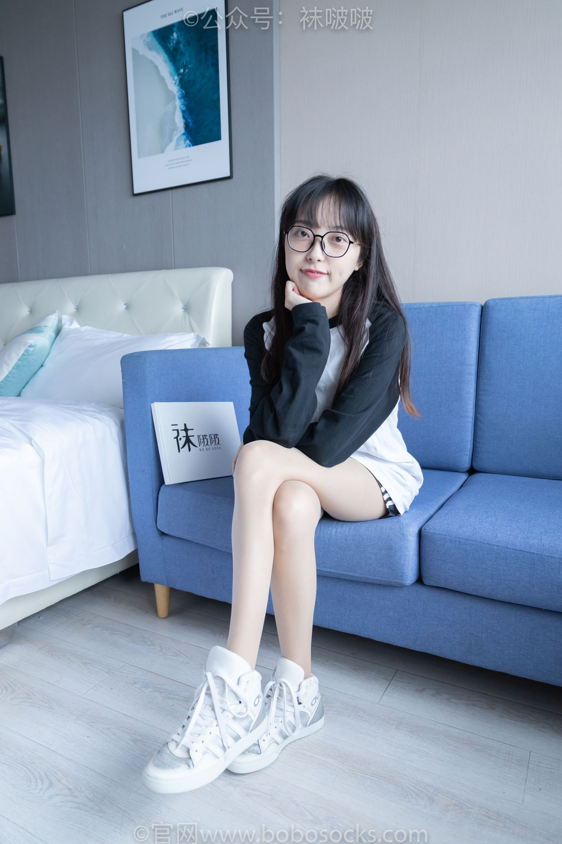 BoBoSocks袜啵啵 No.015 稚予-阿迪板鞋、白色短棉袜、肉丝