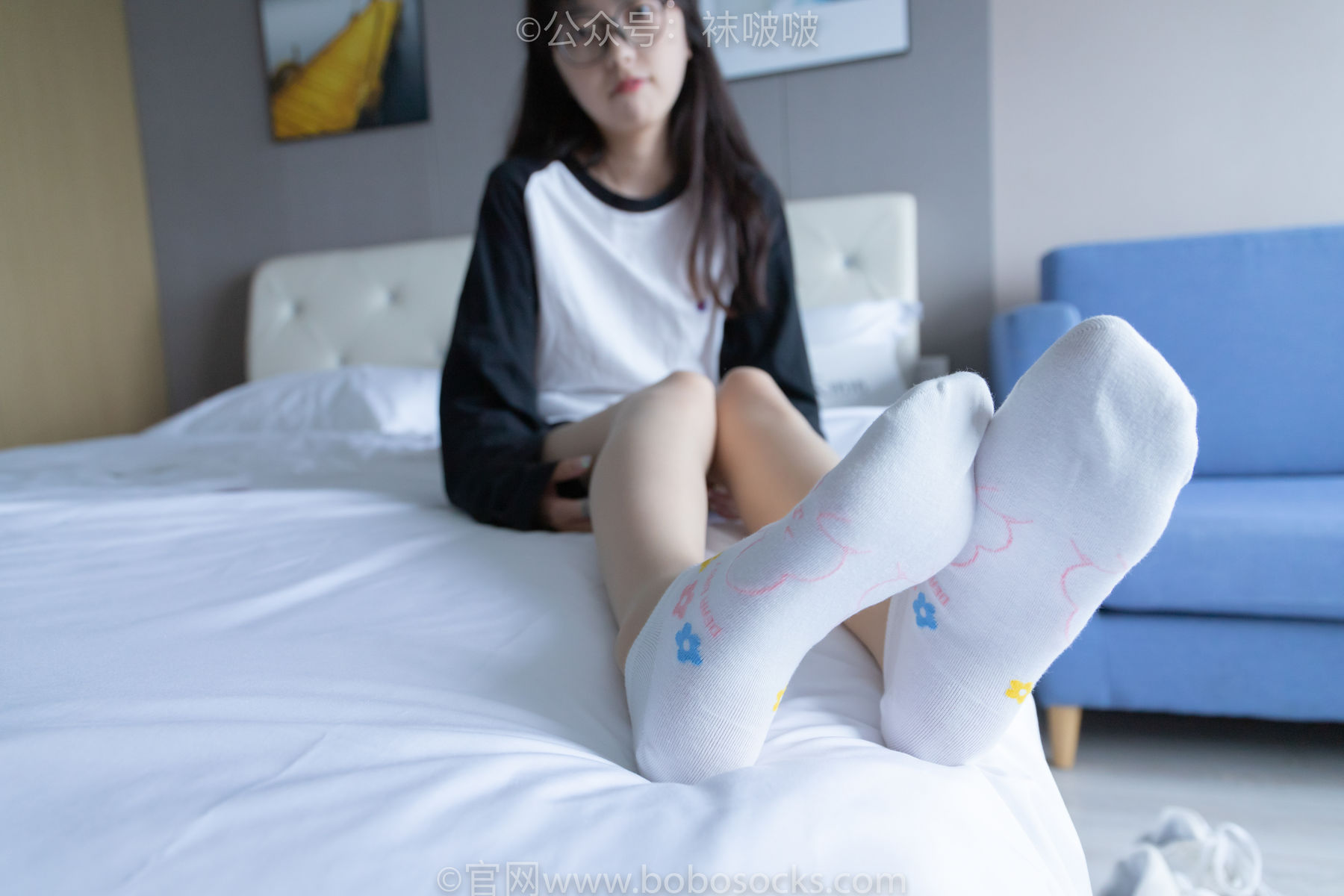 BoBoSocks袜啵啵 No.015 稚予-阿迪板鞋、白色短棉袜、肉丝