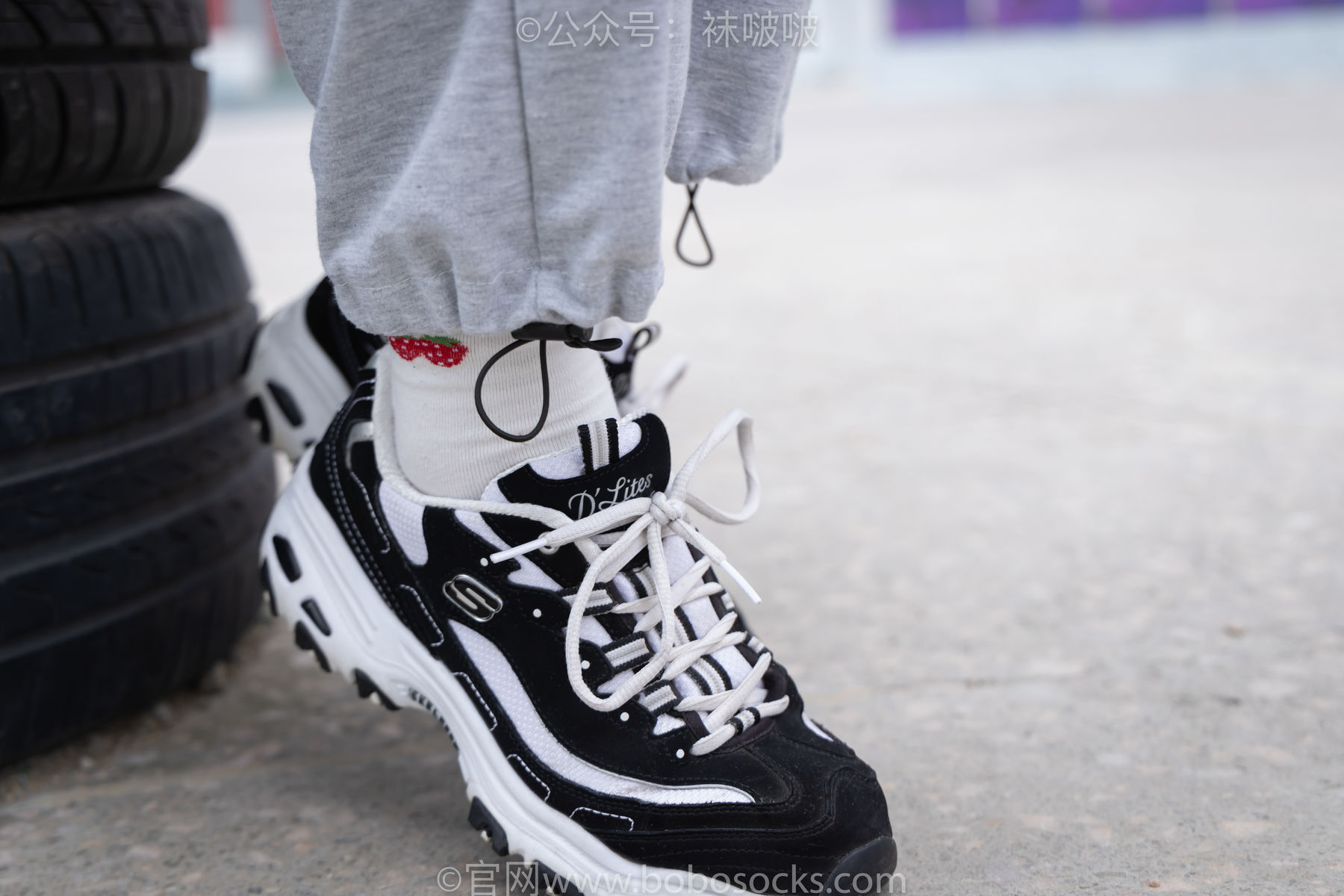BoBoSocks袜啵啵 No.016 熊熊-斯凯奇运动鞋、棉袜、裸足