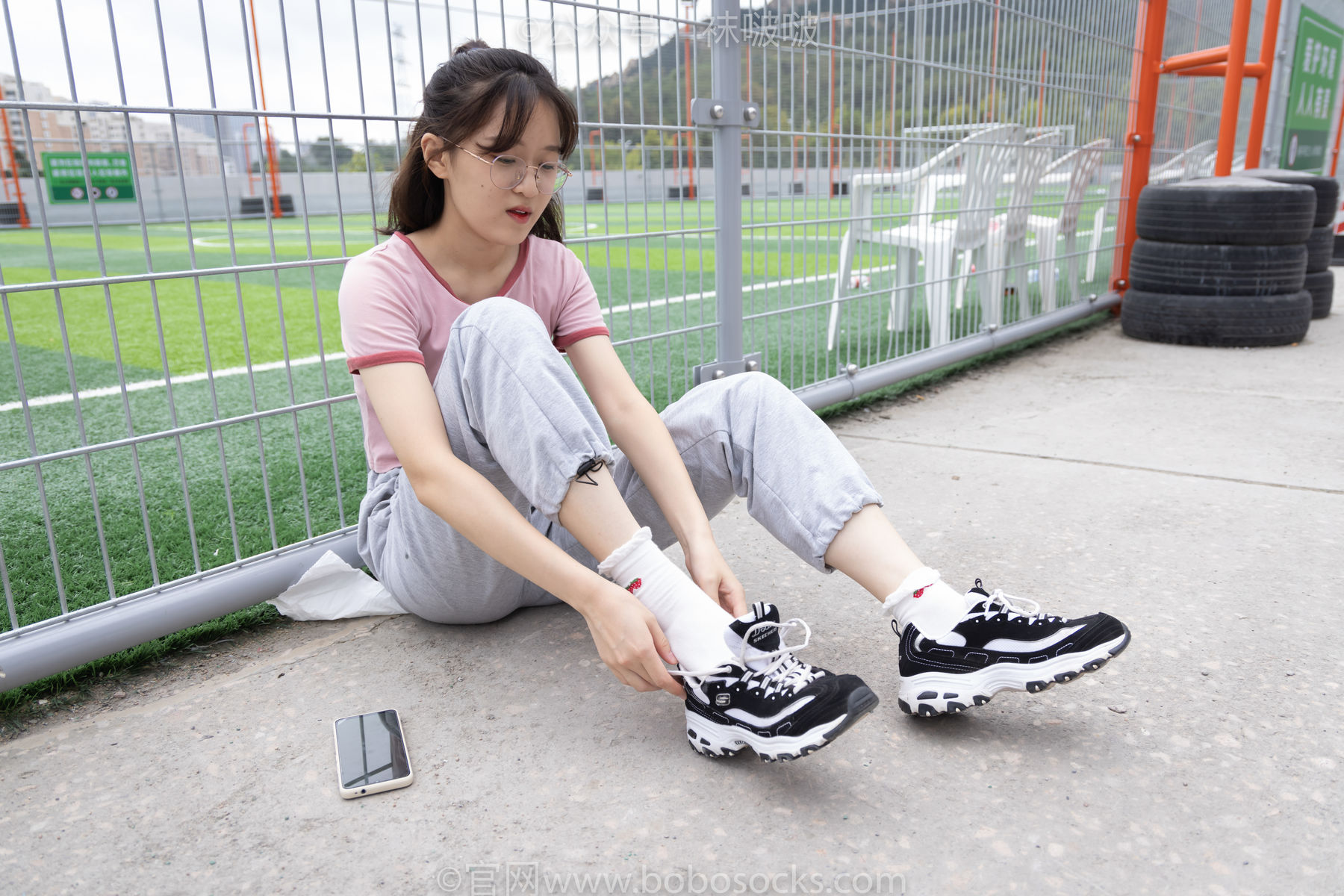 BoBoSocks袜啵啵 No.016 熊熊-斯凯奇运动鞋、棉袜、裸足