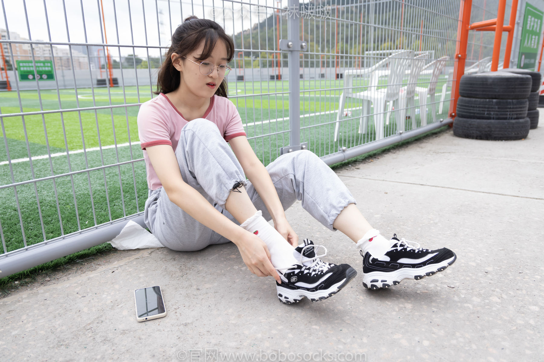 BoBoSocks袜啵啵 No.016 熊熊-斯凯奇运动鞋、棉袜、裸足