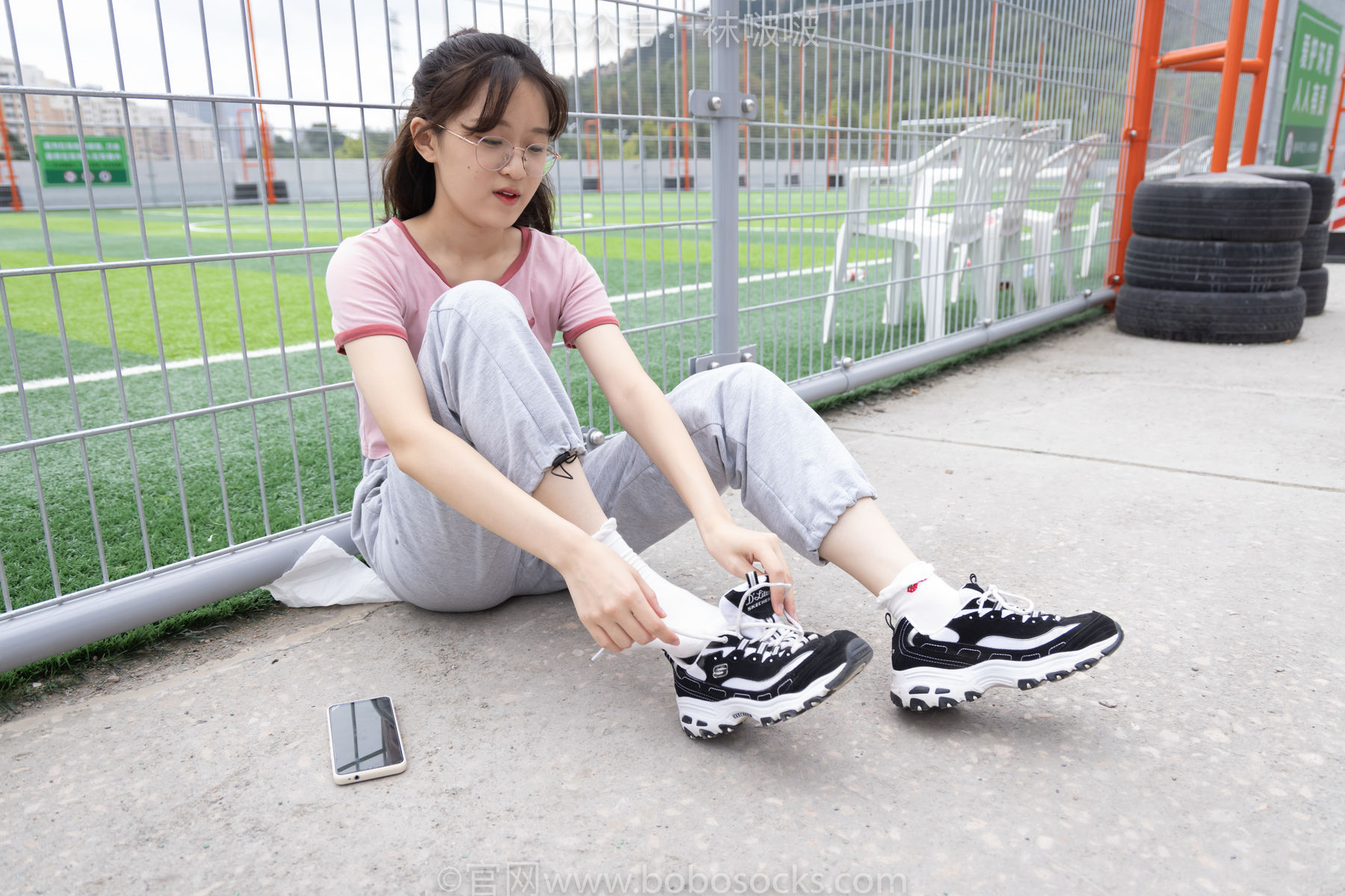 BoBoSocks袜啵啵 No.016 熊熊-斯凯奇运动鞋、棉袜、裸足