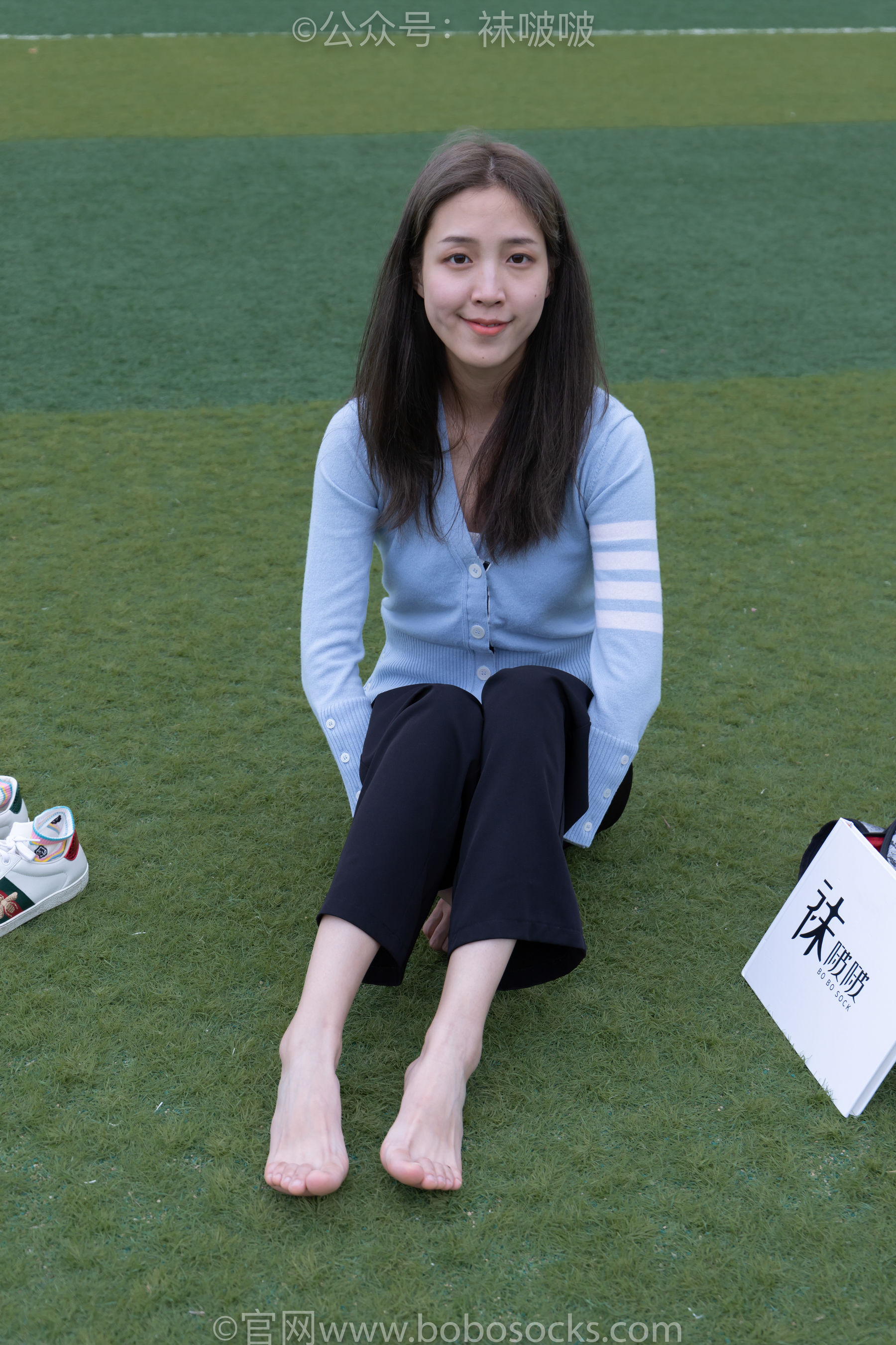BoBoSocks袜啵啵 No.021 泡芙-板鞋、白棉袜、裸足