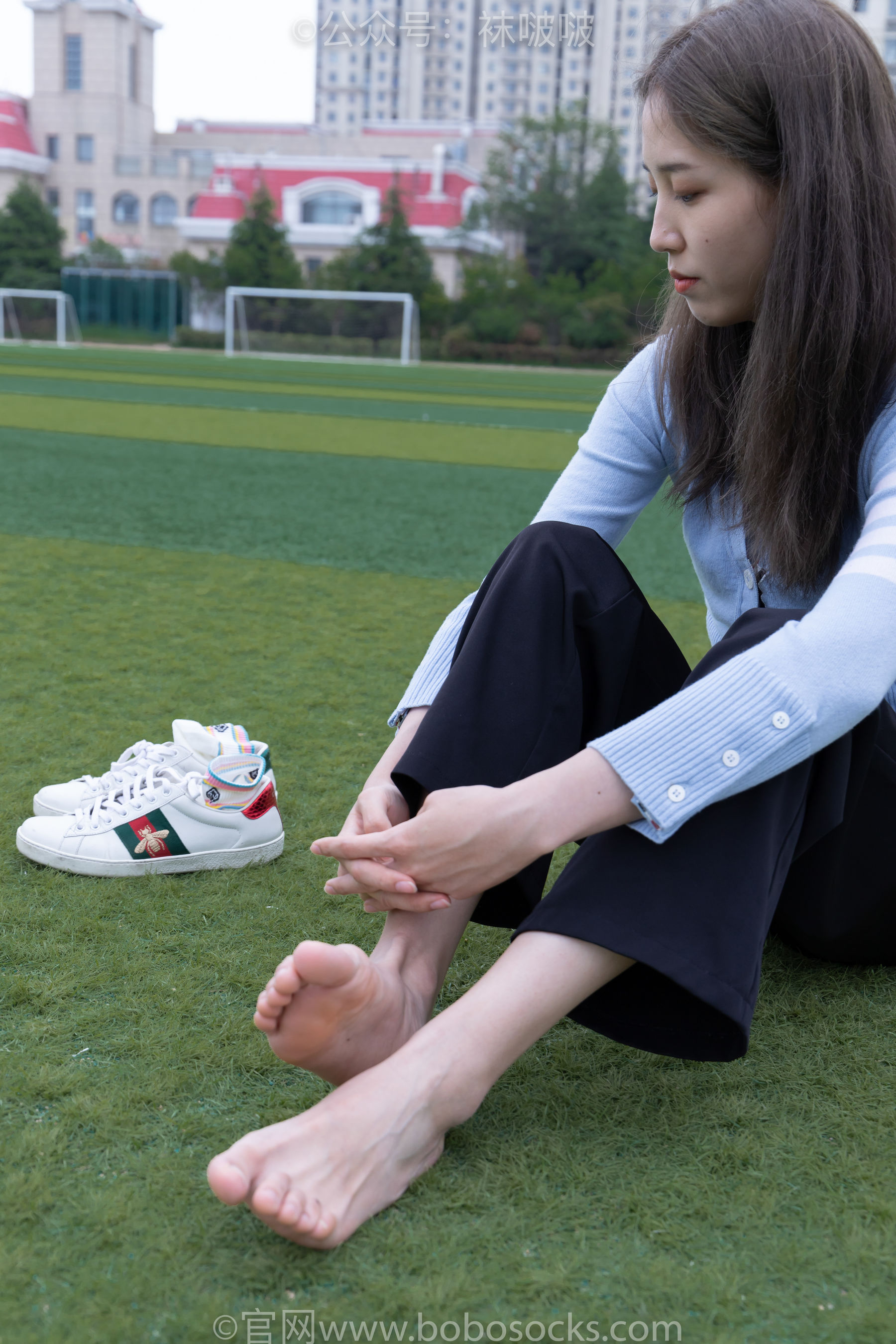 BoBoSocks袜啵啵 No.021 泡芙-板鞋、白棉袜、裸足