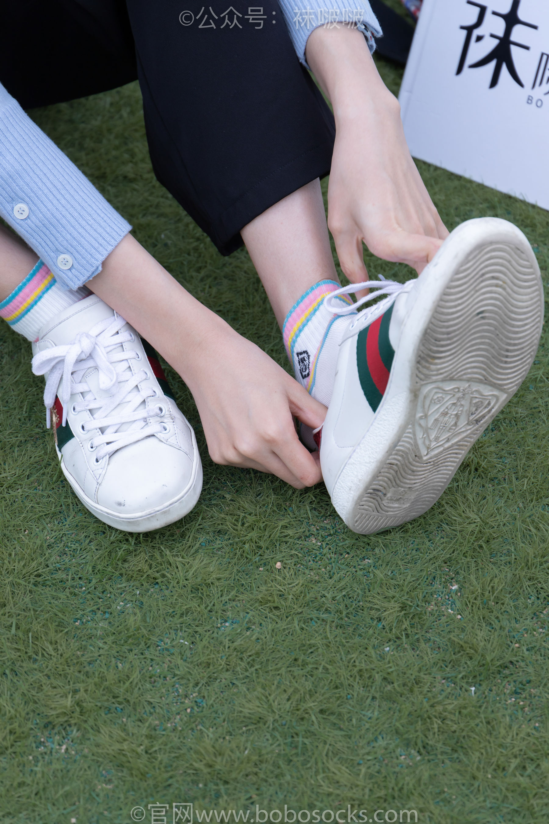 BoBoSocks袜啵啵 No.021 泡芙-板鞋、白棉袜、裸足