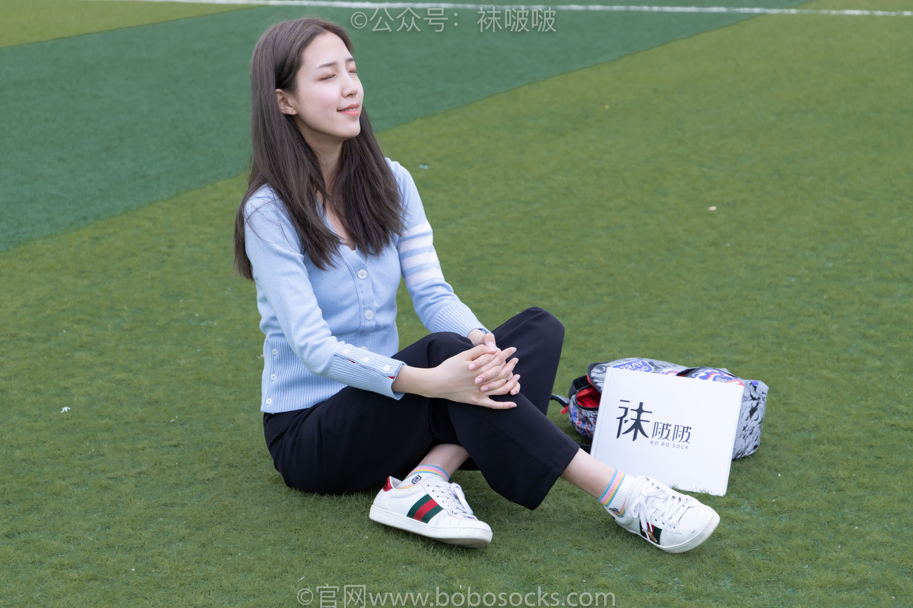 BoBoSocks袜啵啵 No.021 泡芙-板鞋、白棉袜、裸足