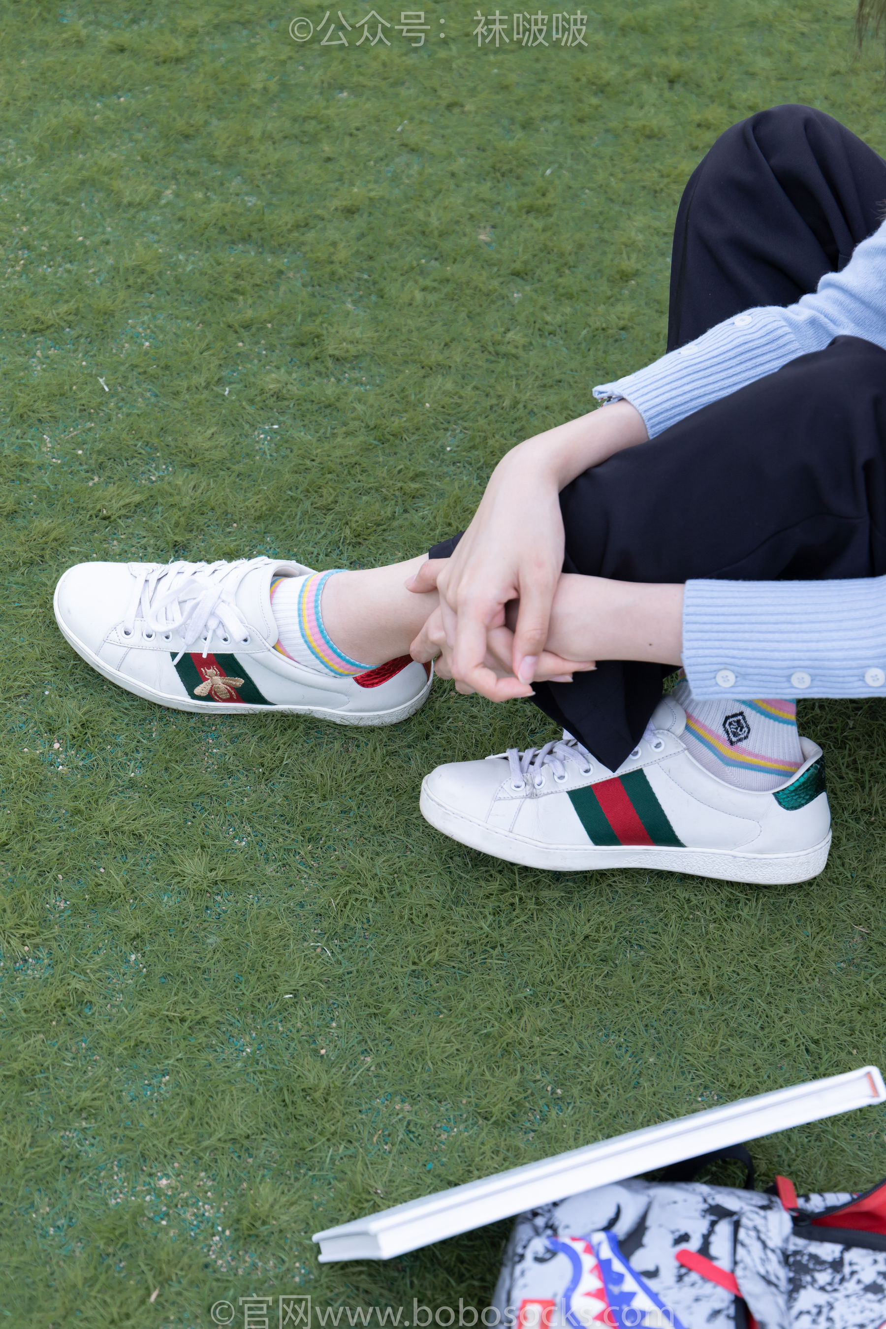 BoBoSocks袜啵啵 No.021 泡芙-板鞋、白棉袜、裸足