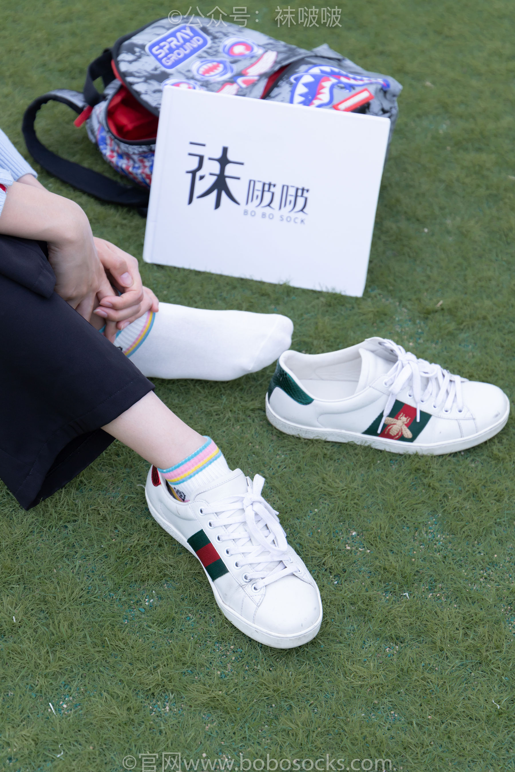 BoBoSocks袜啵啵 No.021 泡芙-板鞋、白棉袜、裸足
